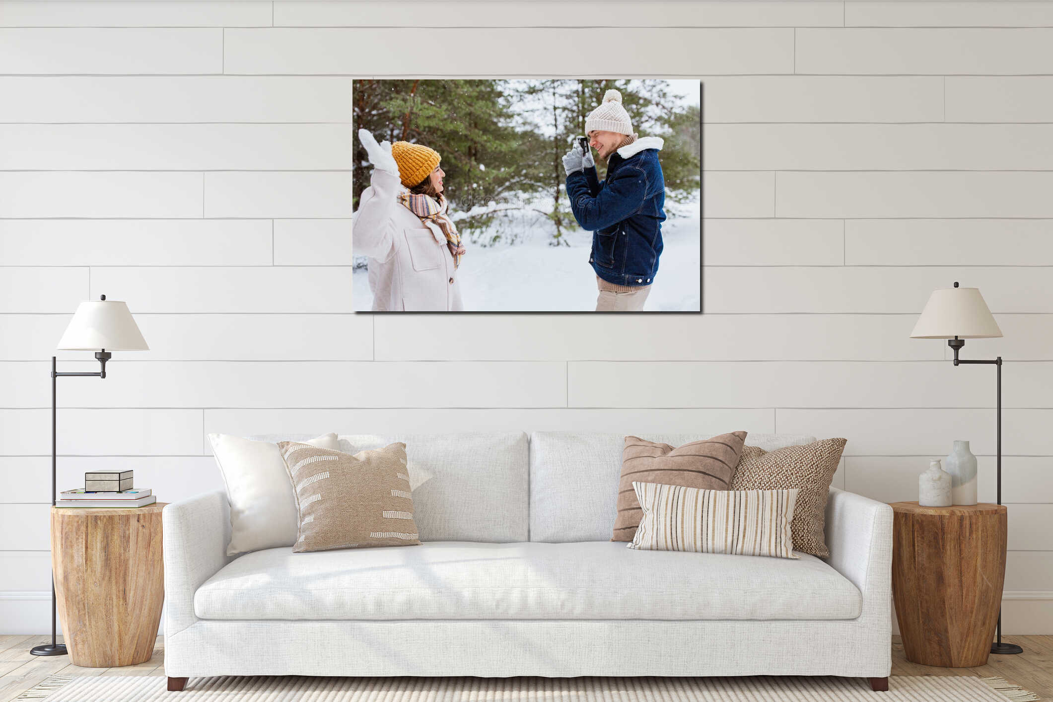 Canvas hanging interior mockup