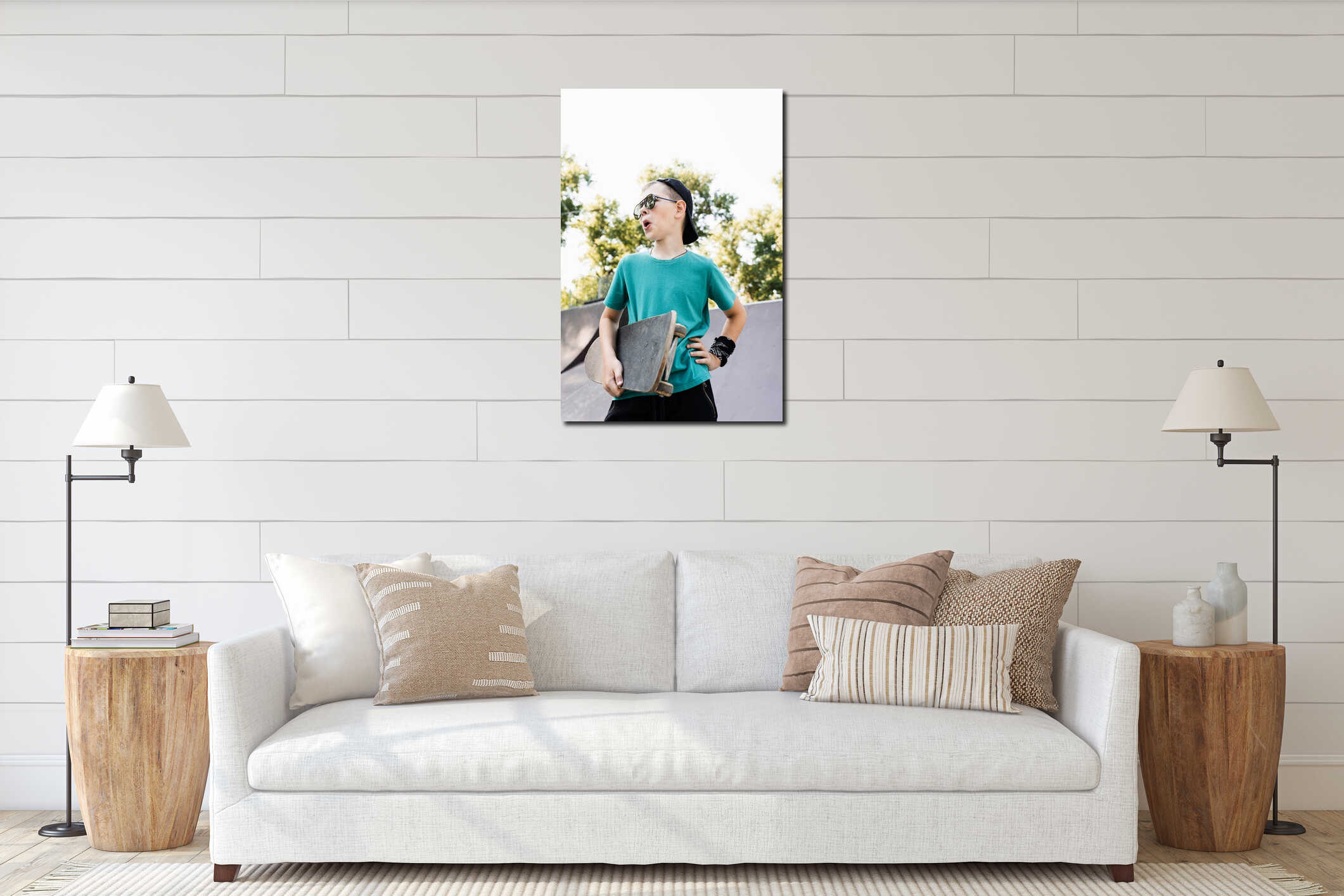Canvas hanging interior mockup