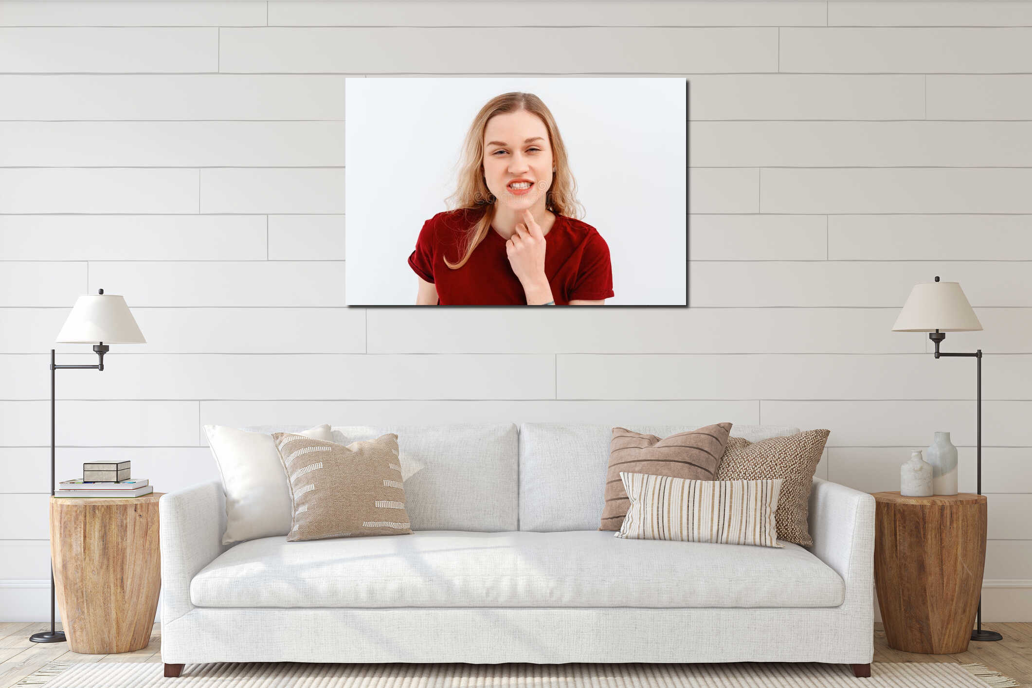 Canvas hanging interior mockup
