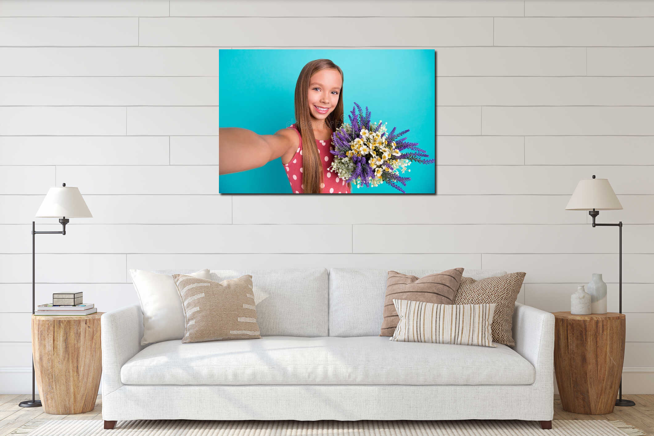 Canvas hanging interior mockup