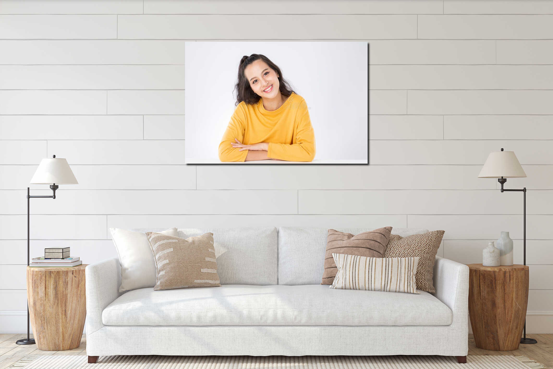Canvas hanging interior mockup