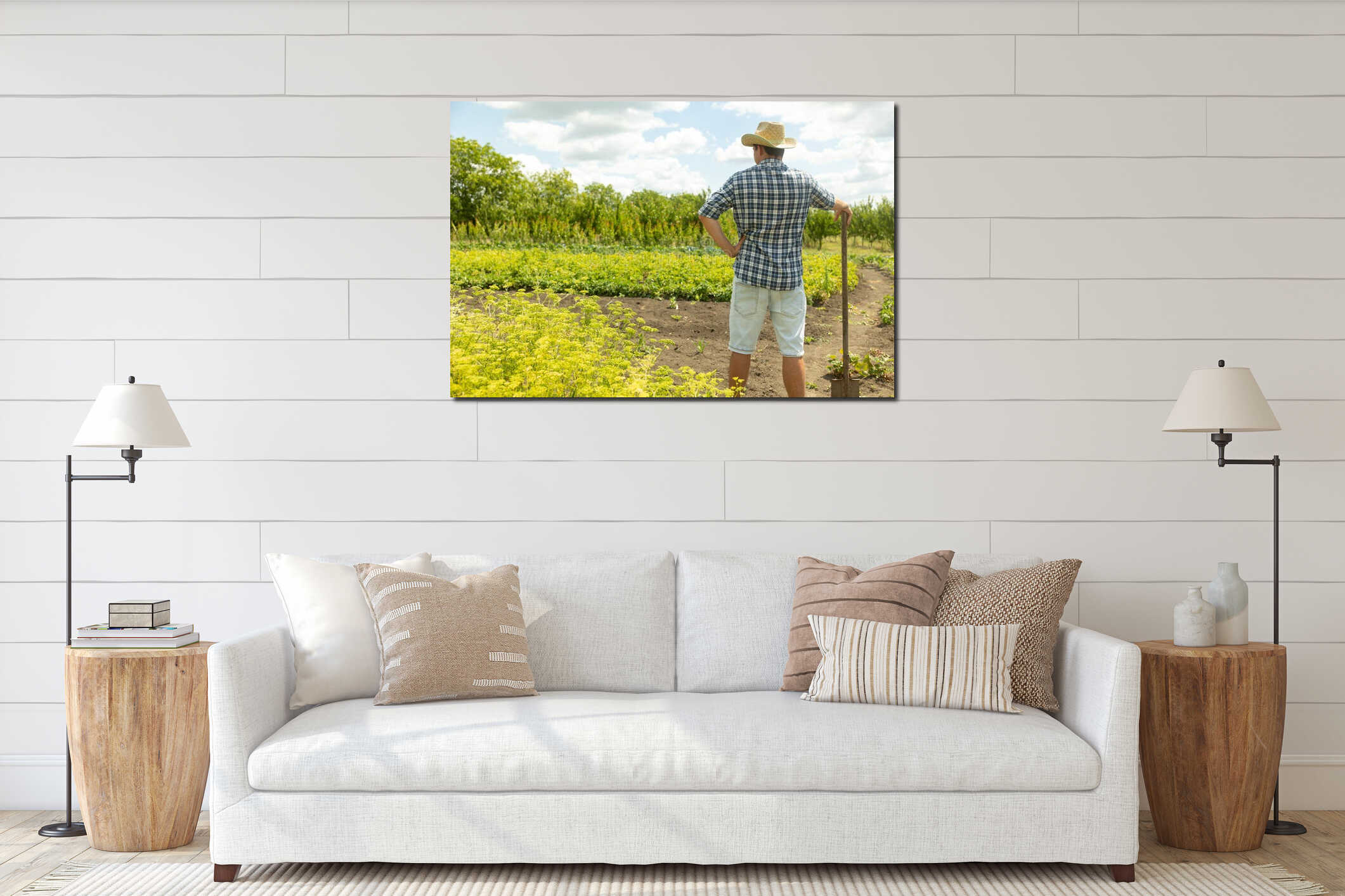 Canvas hanging interior mockup