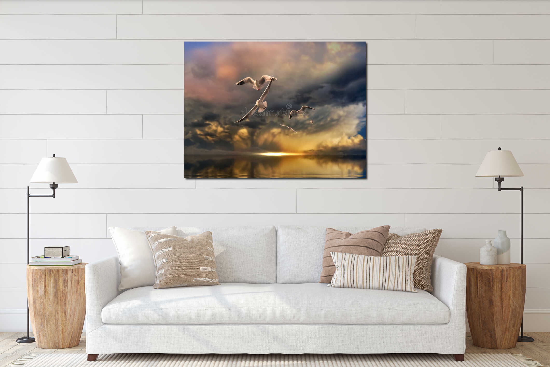 Canvas hanging interior mockup