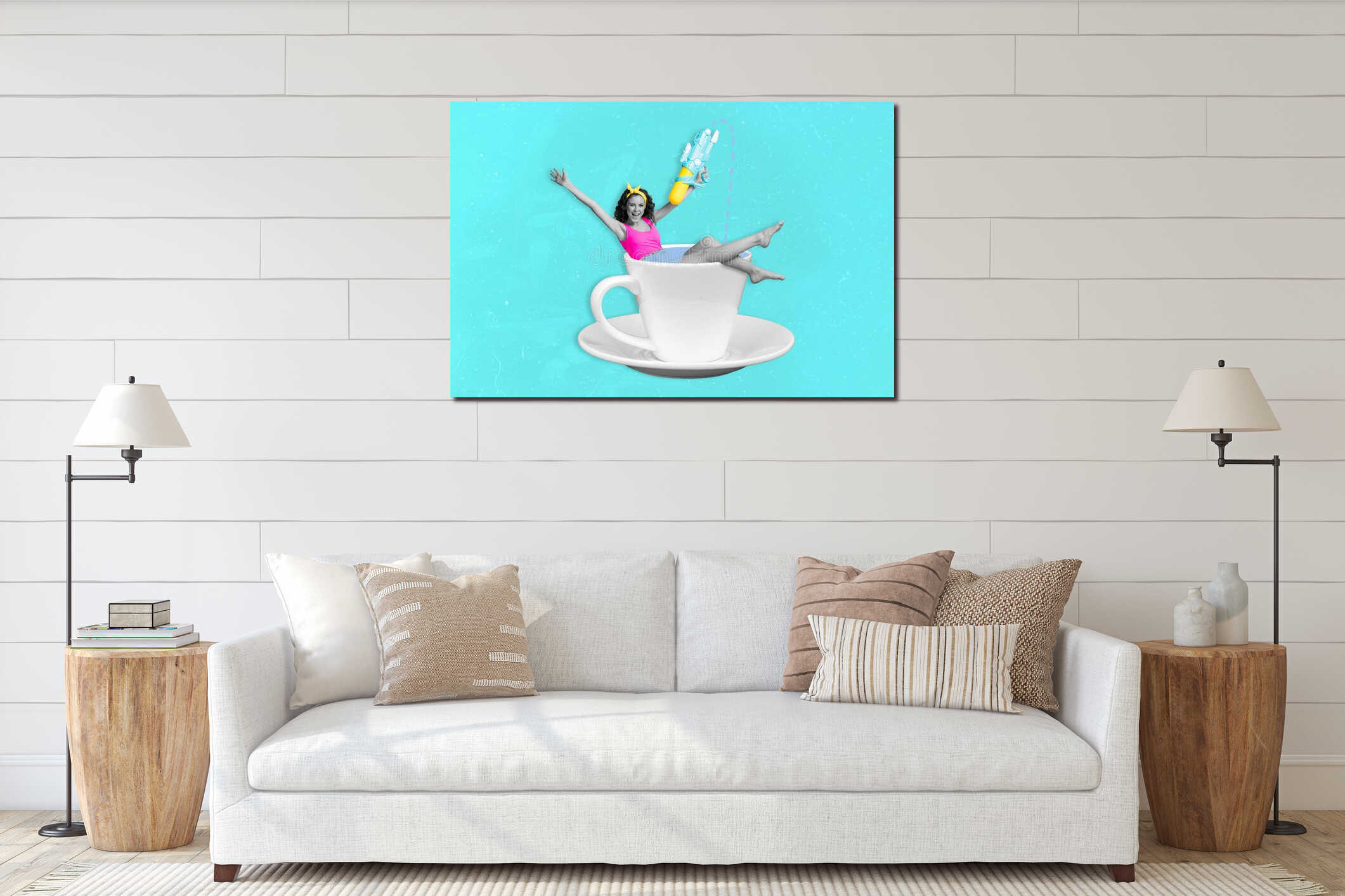 Canvas hanging interior mockup
