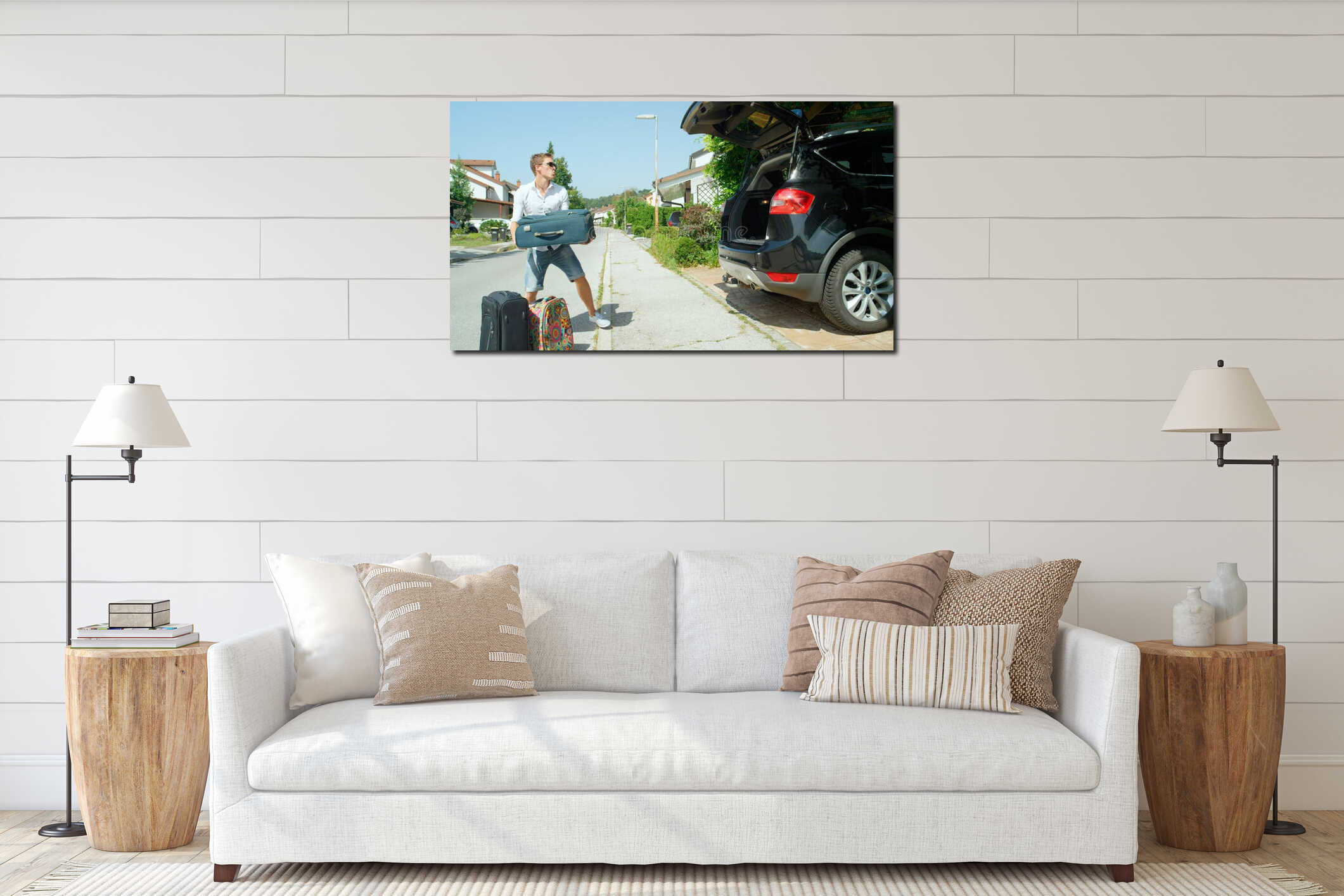 Canvas hanging interior mockup