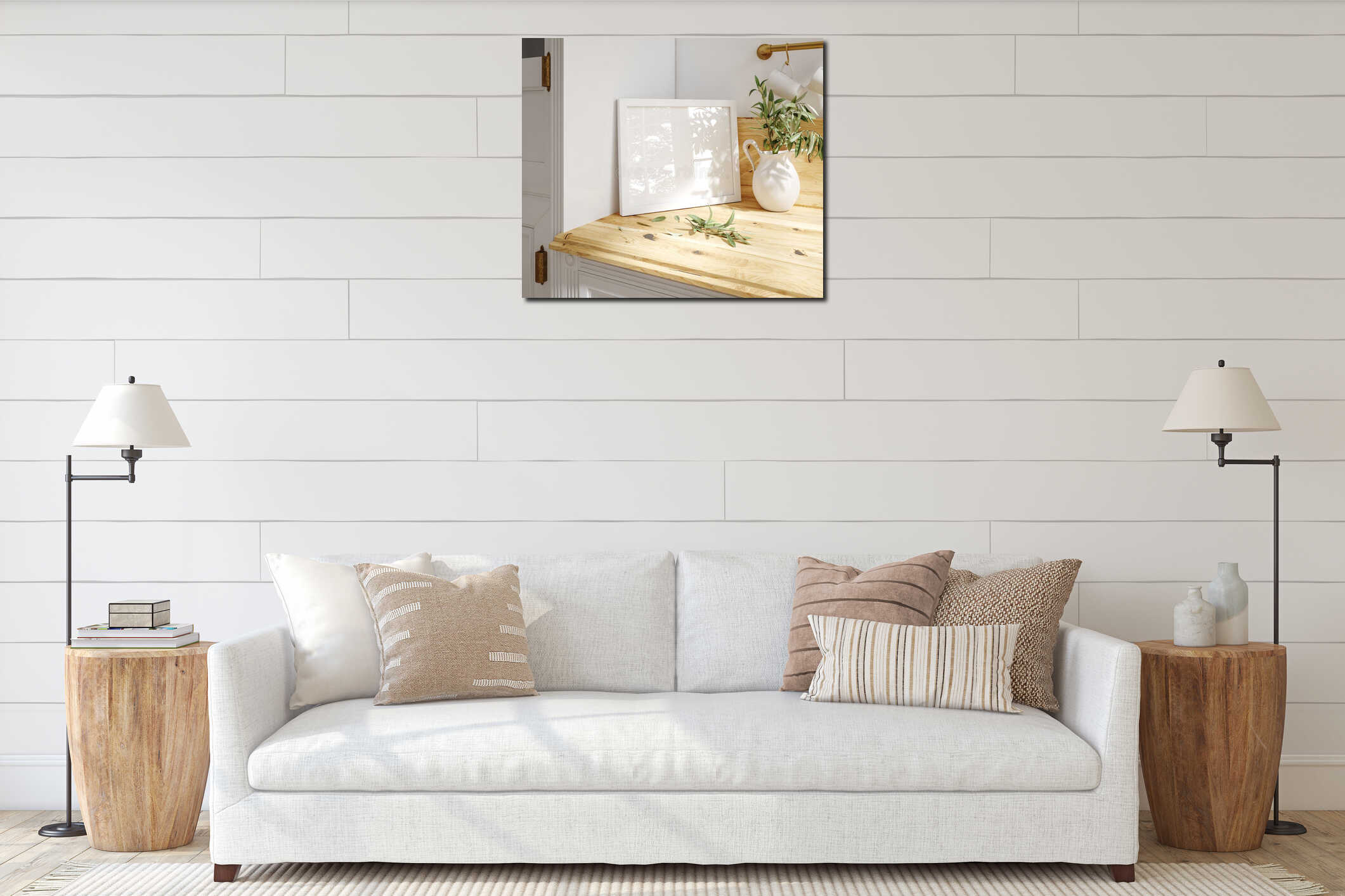 Canvas hanging interior mockup