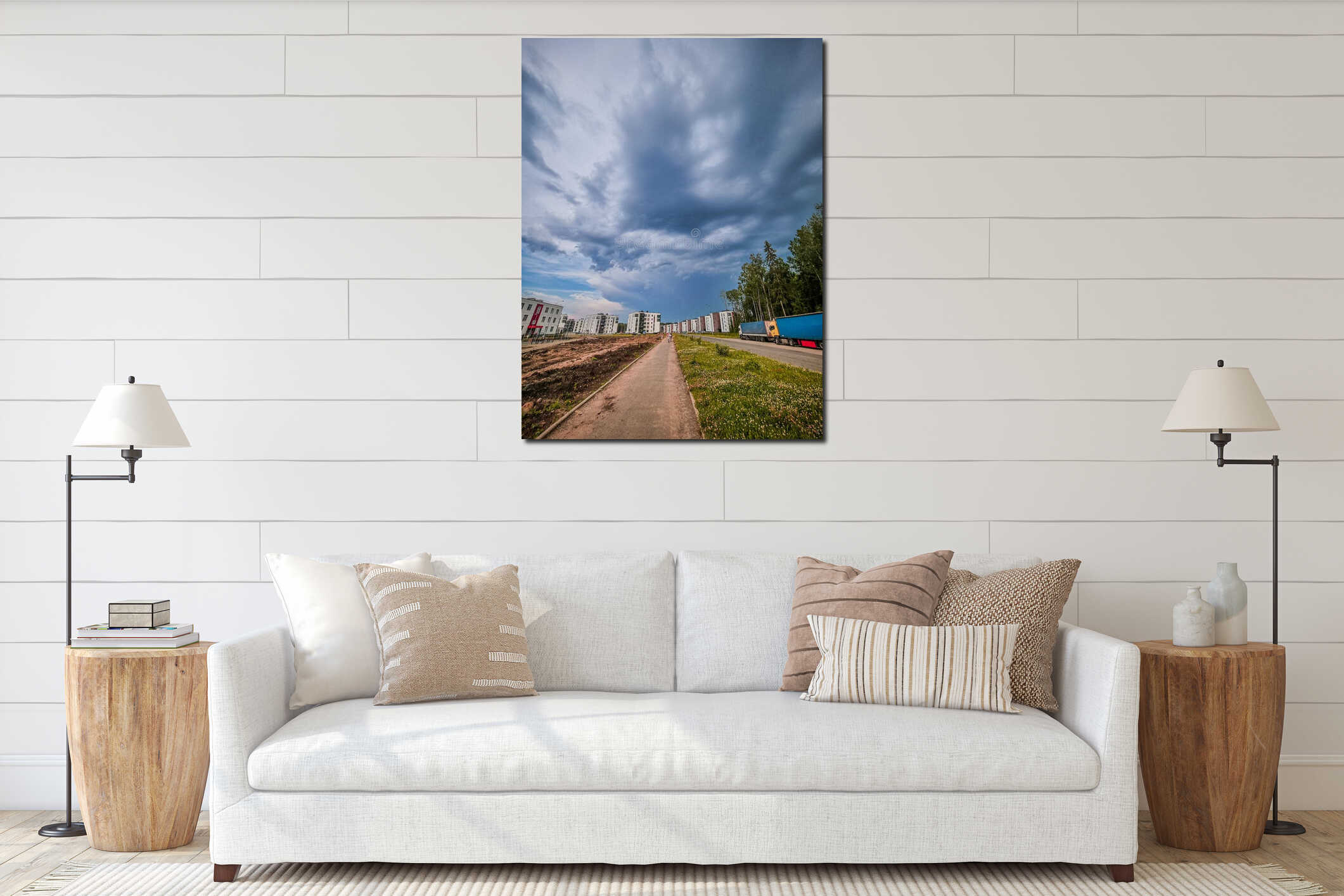 Canvas hanging interior mockup