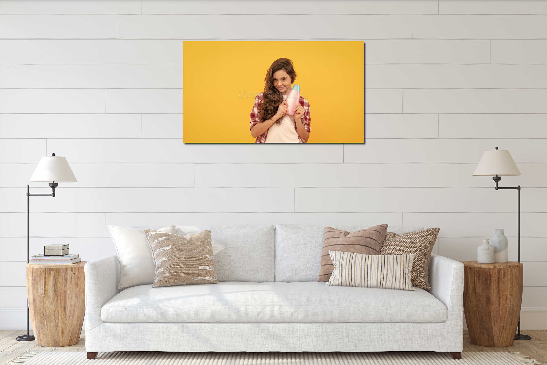 Canvas hanging interior mockup