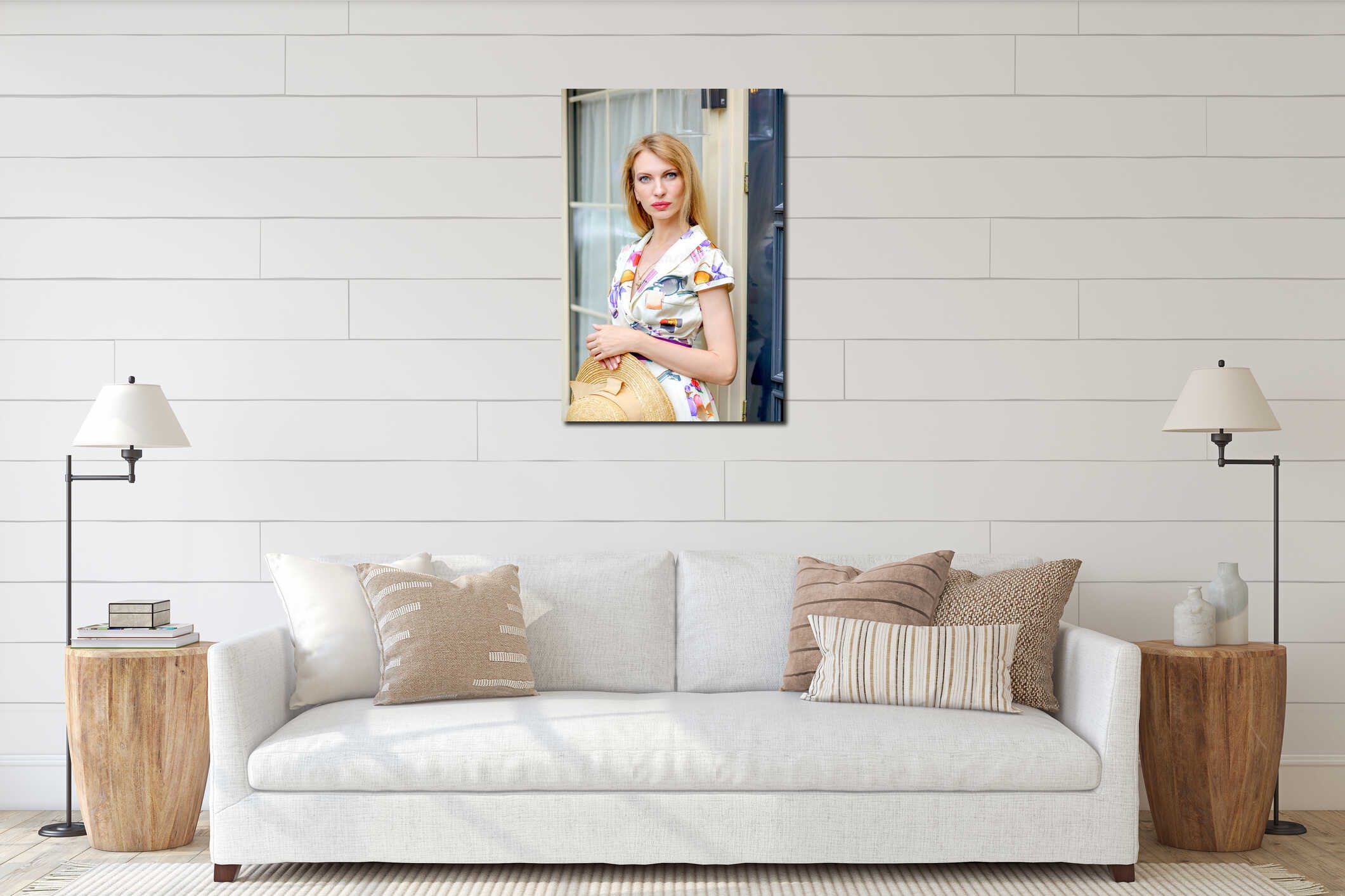 Canvas hanging interior mockup