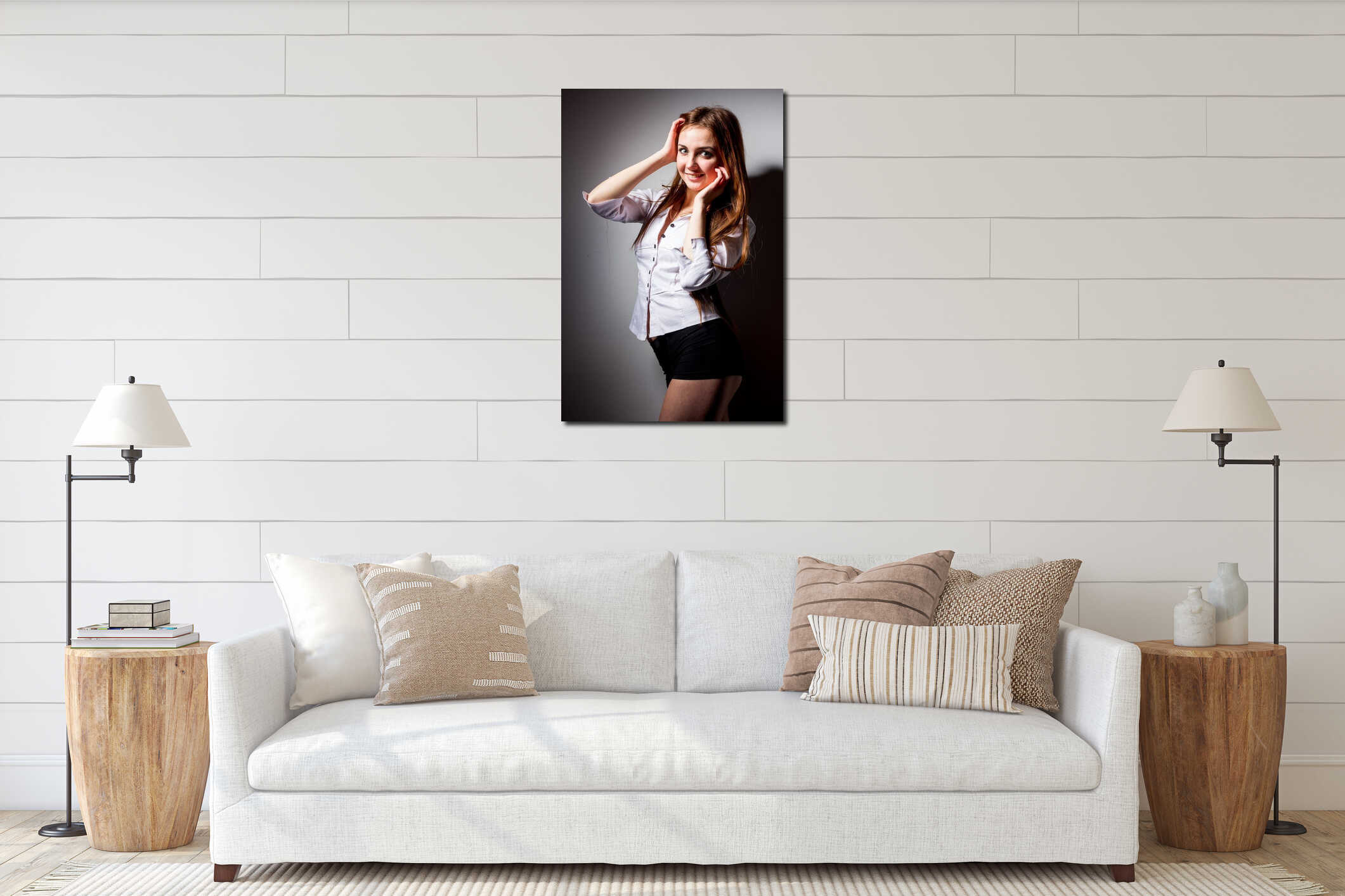 Canvas hanging interior mockup