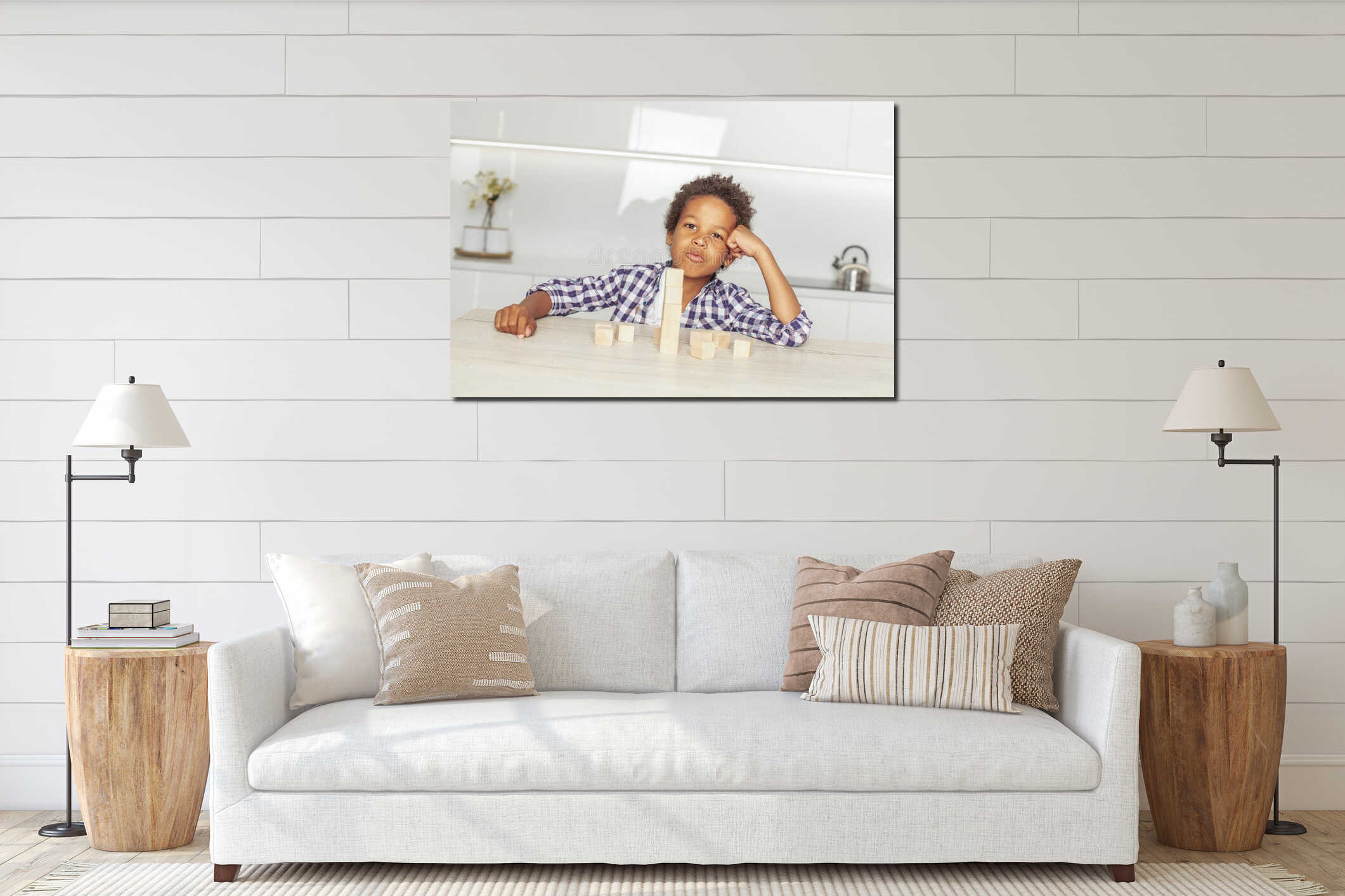 Canvas hanging interior mockup