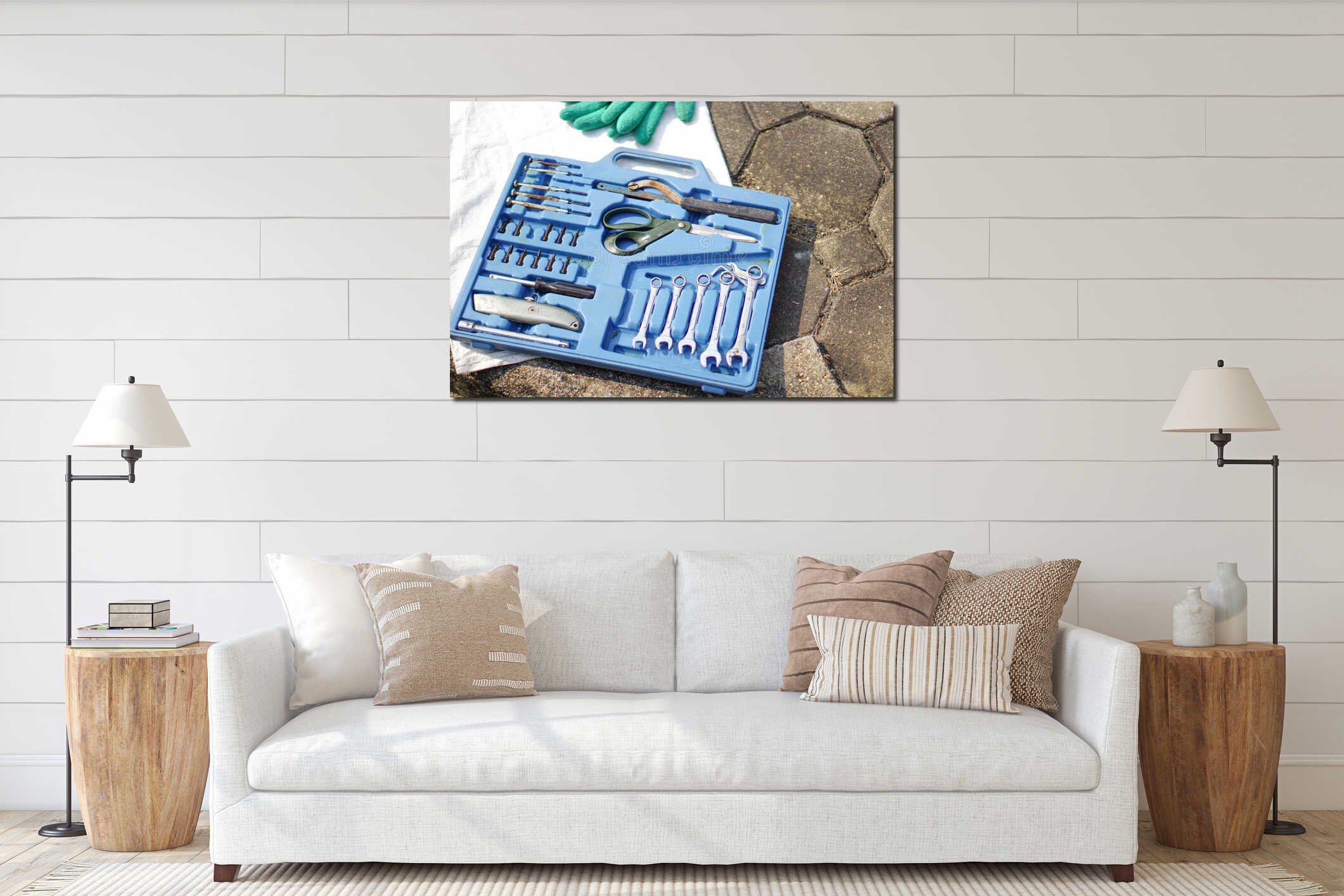 Canvas hanging interior mockup