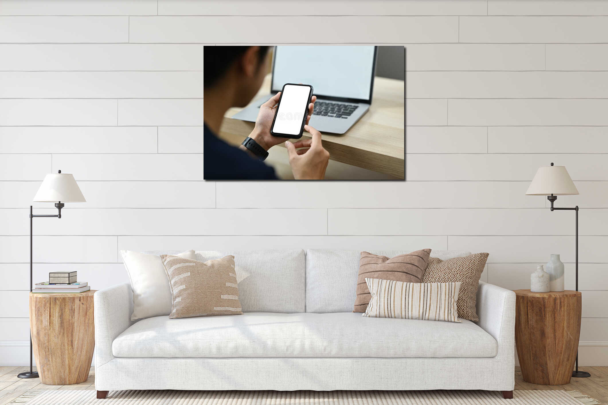 Canvas hanging interior mockup