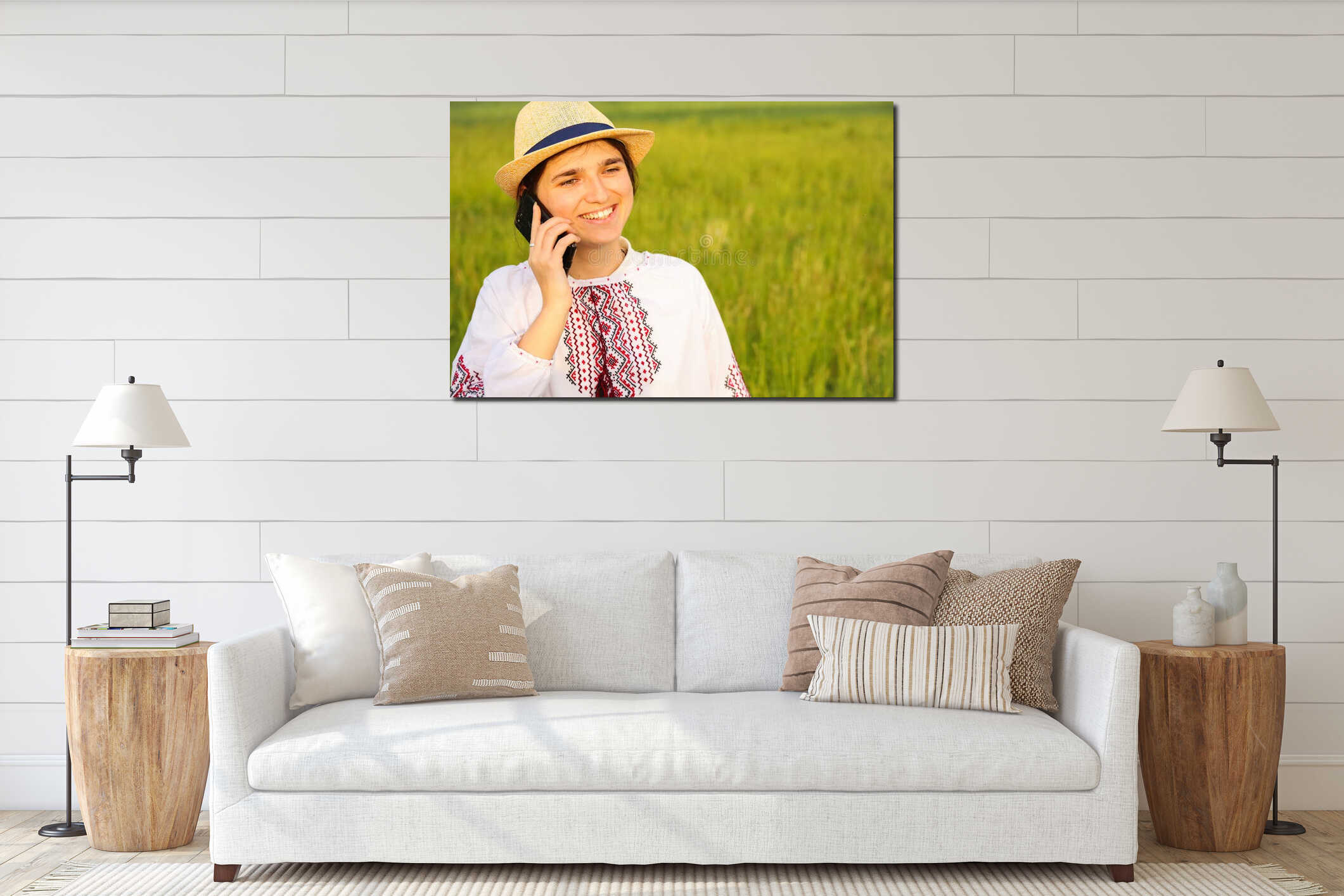 Canvas hanging interior mockup
