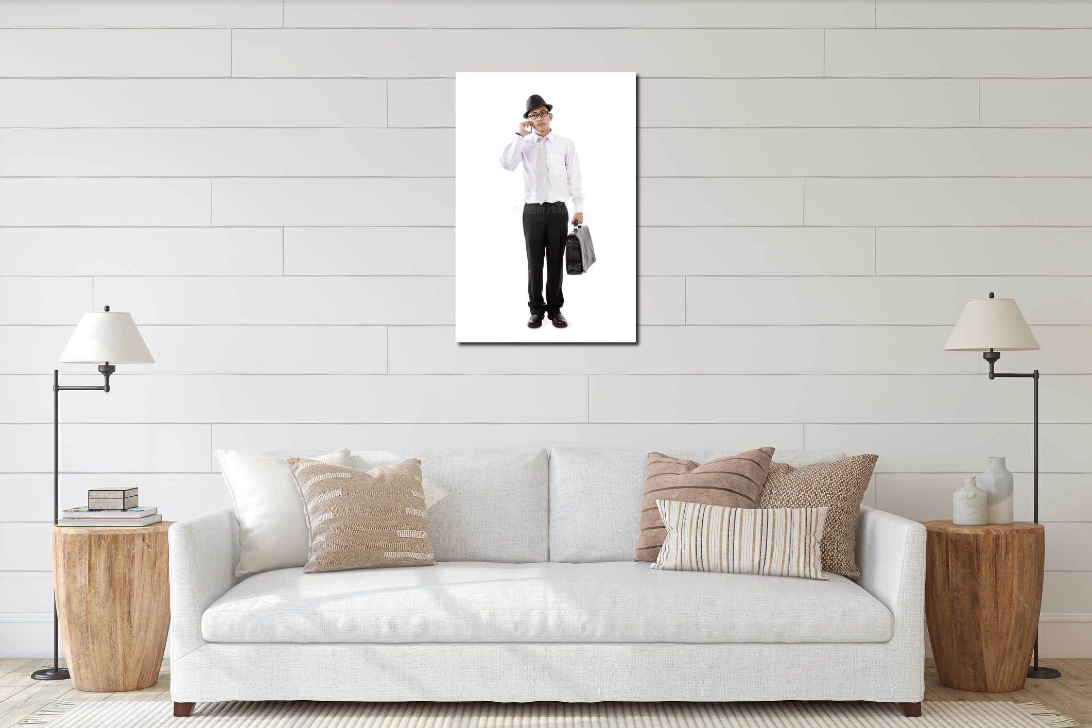 Canvas hanging interior mockup