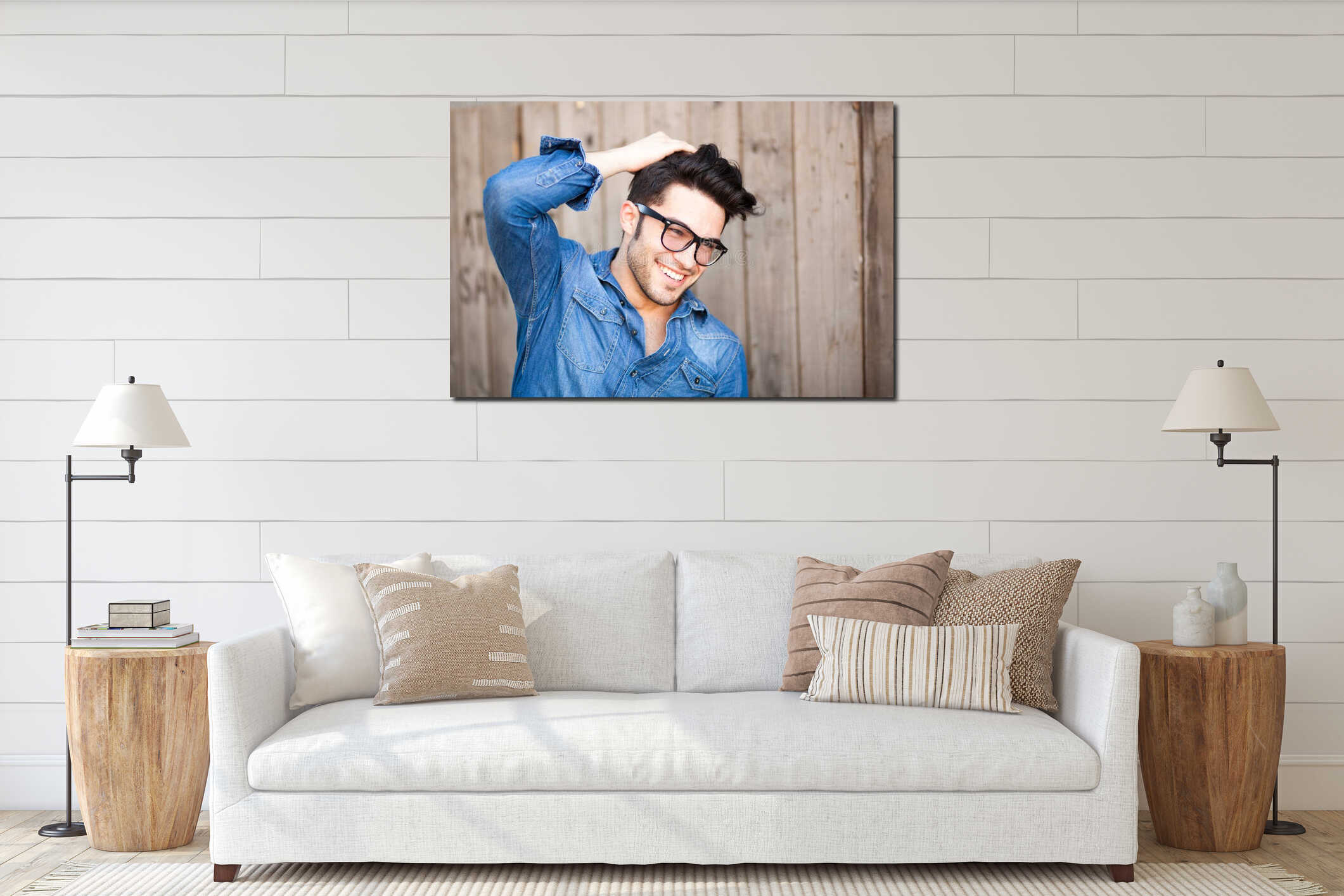 Canvas hanging interior mockup