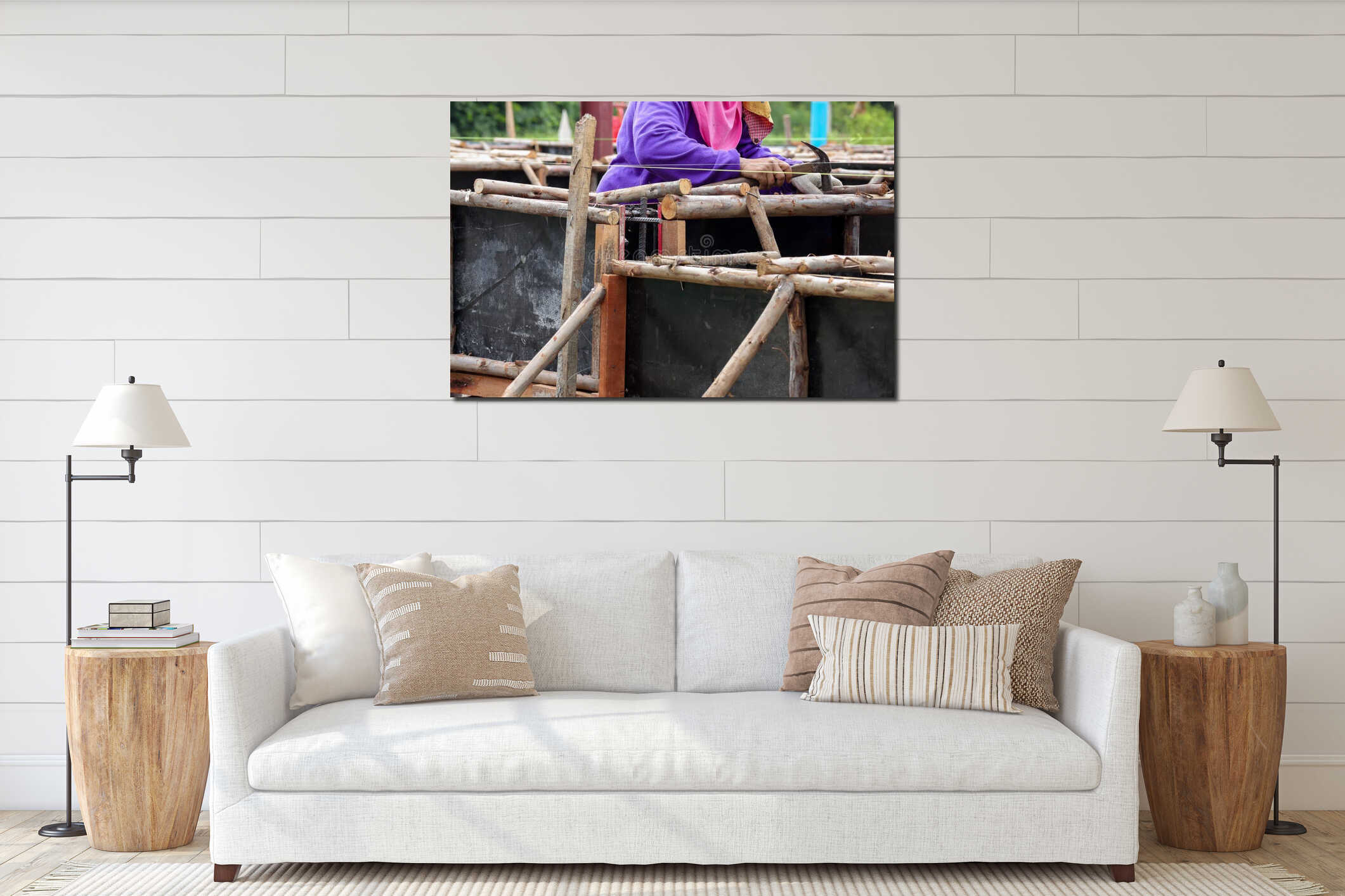 Canvas hanging interior mockup