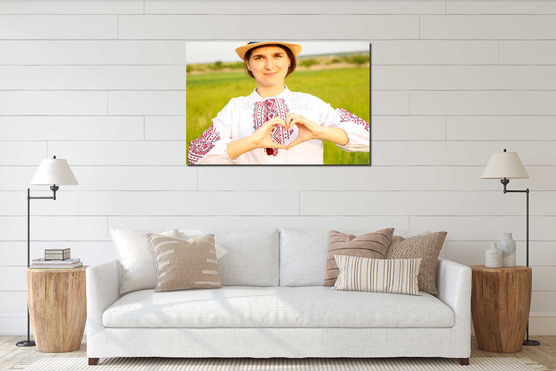 Canvas hanging interior mockup