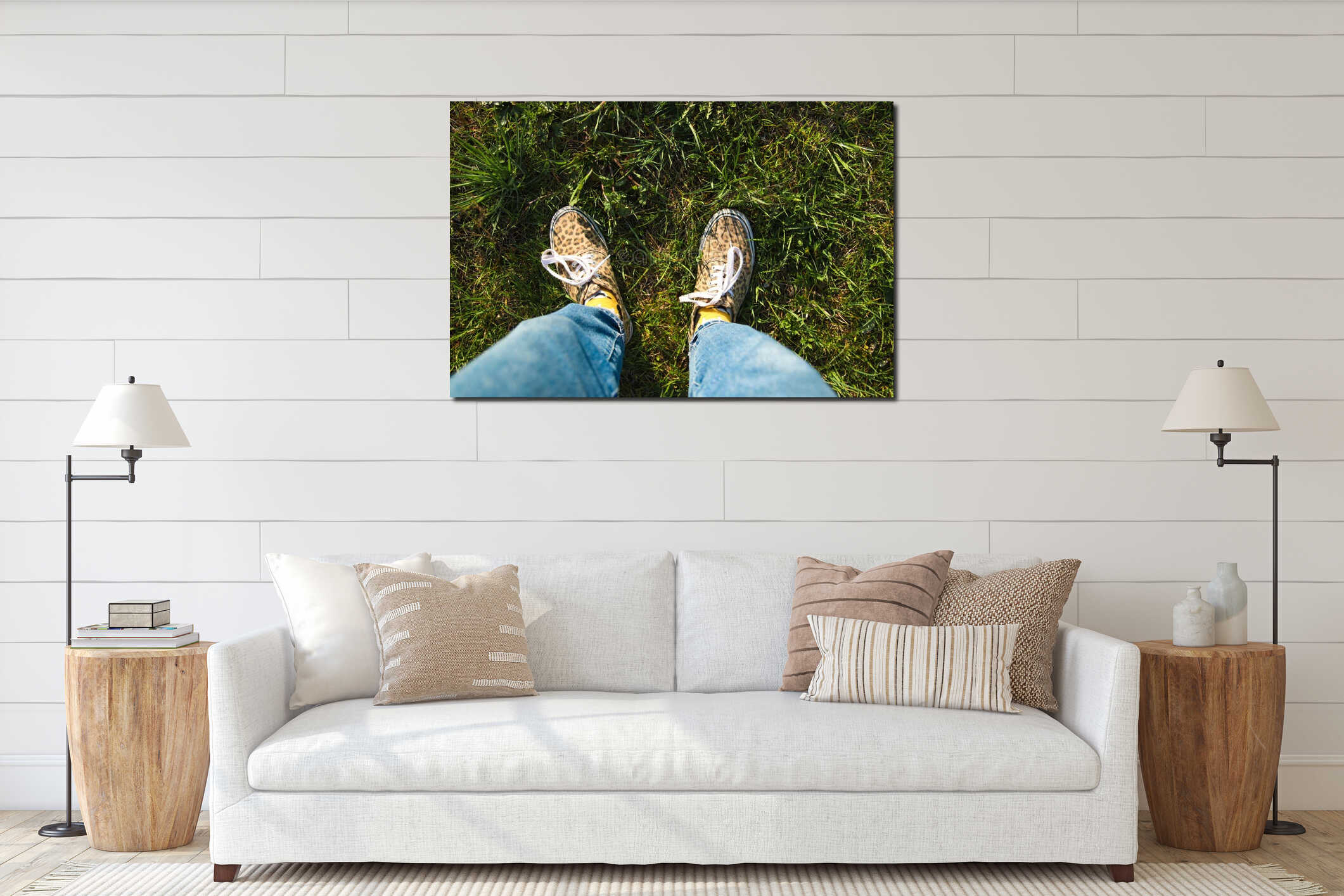 Canvas hanging interior mockup