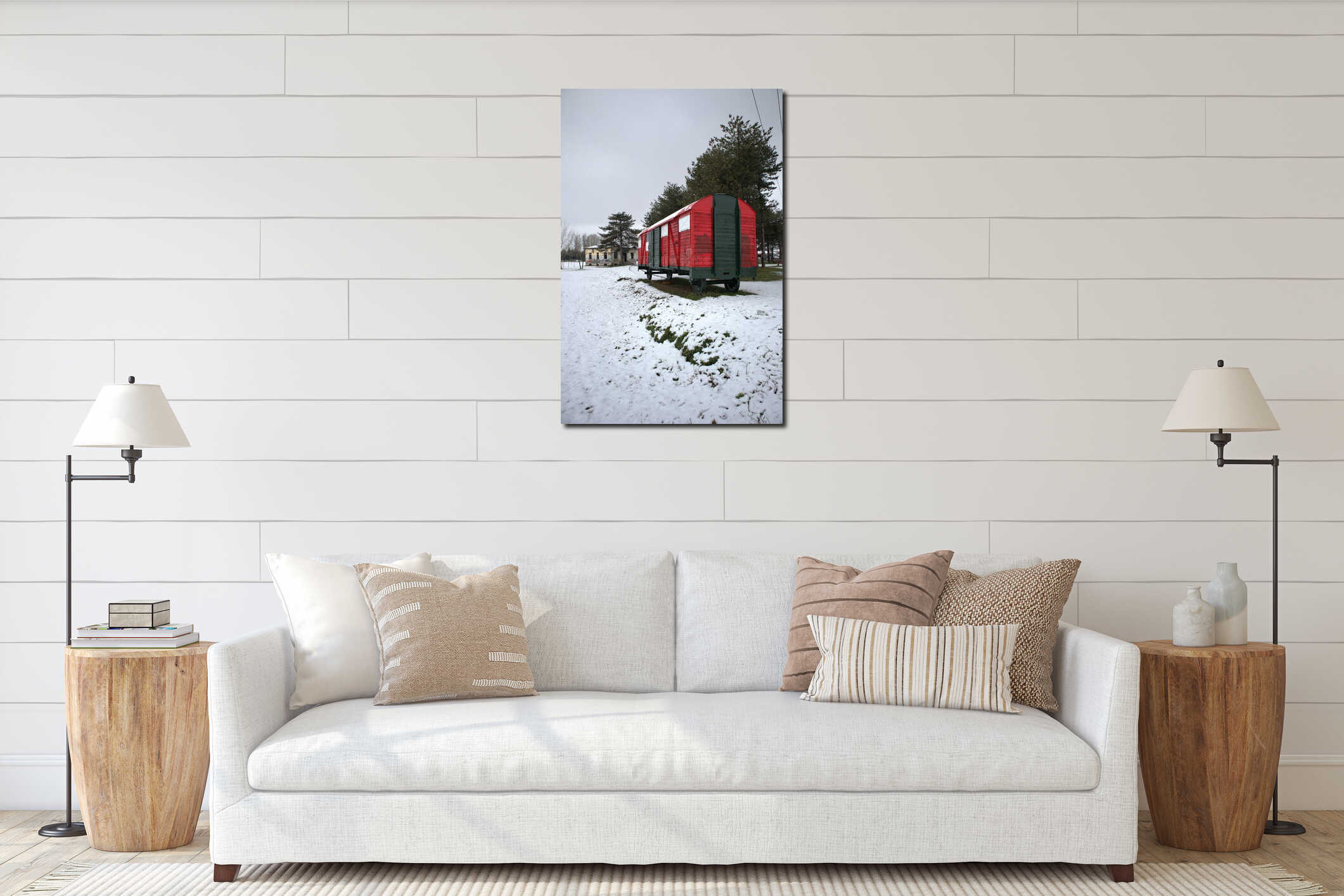 Canvas hanging interior mockup