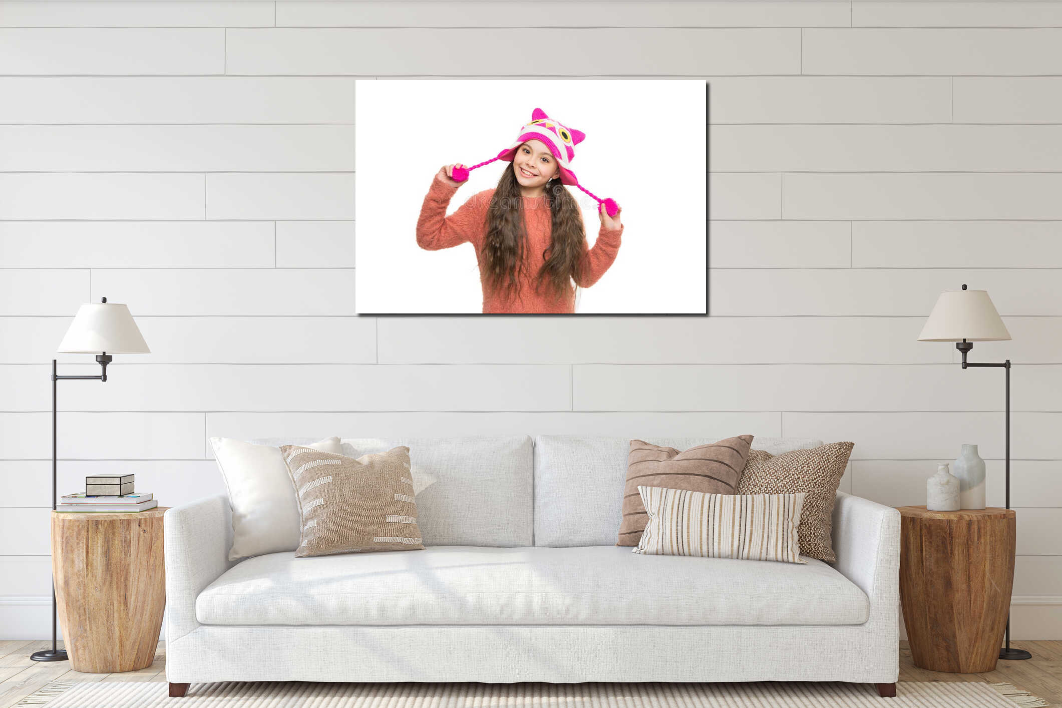 Canvas hanging interior mockup