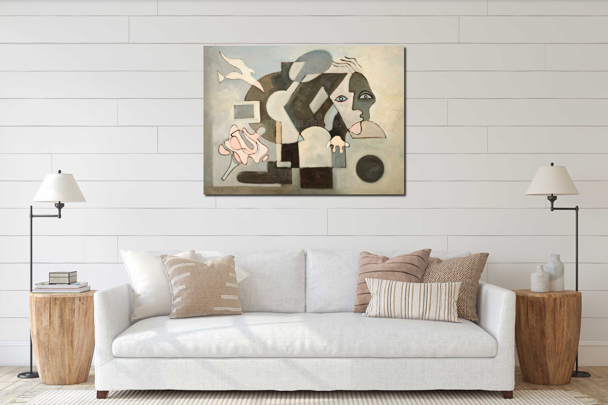 Canvas hanging interior mockup