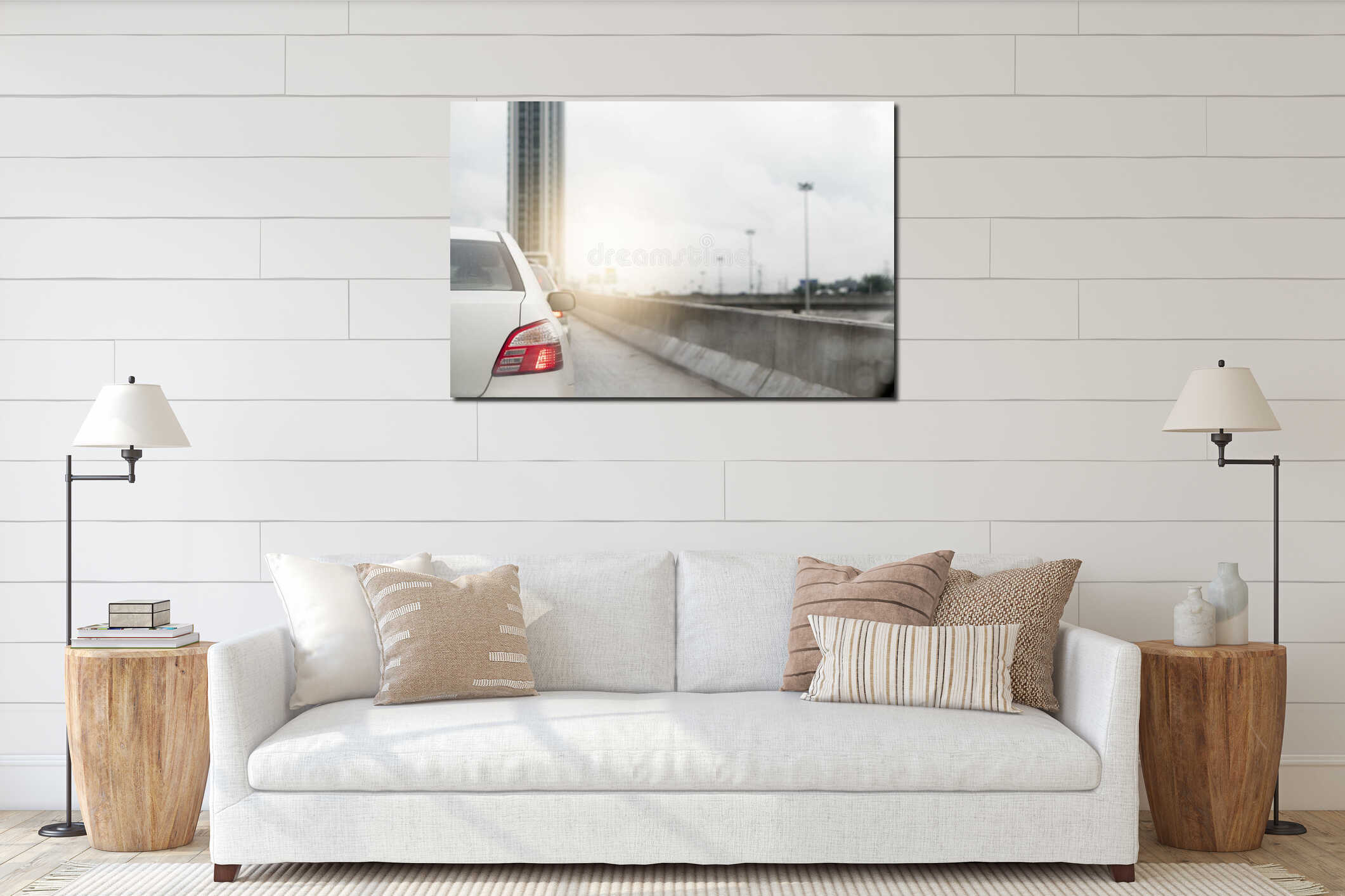 Canvas hanging interior mockup