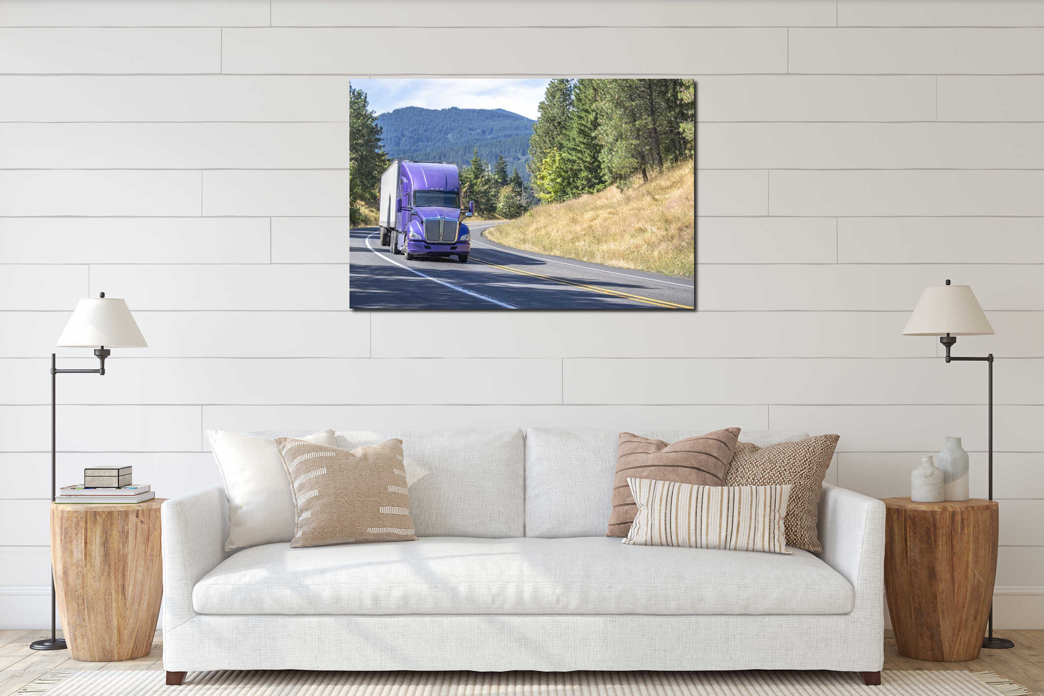 Canvas hanging interior mockup