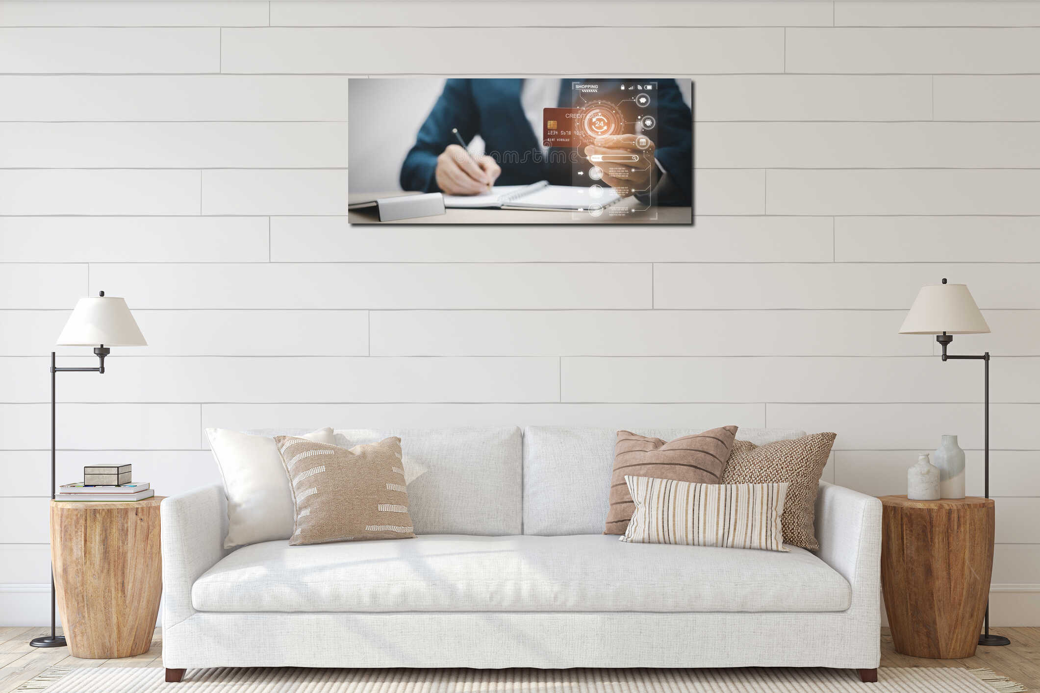 Canvas hanging interior mockup