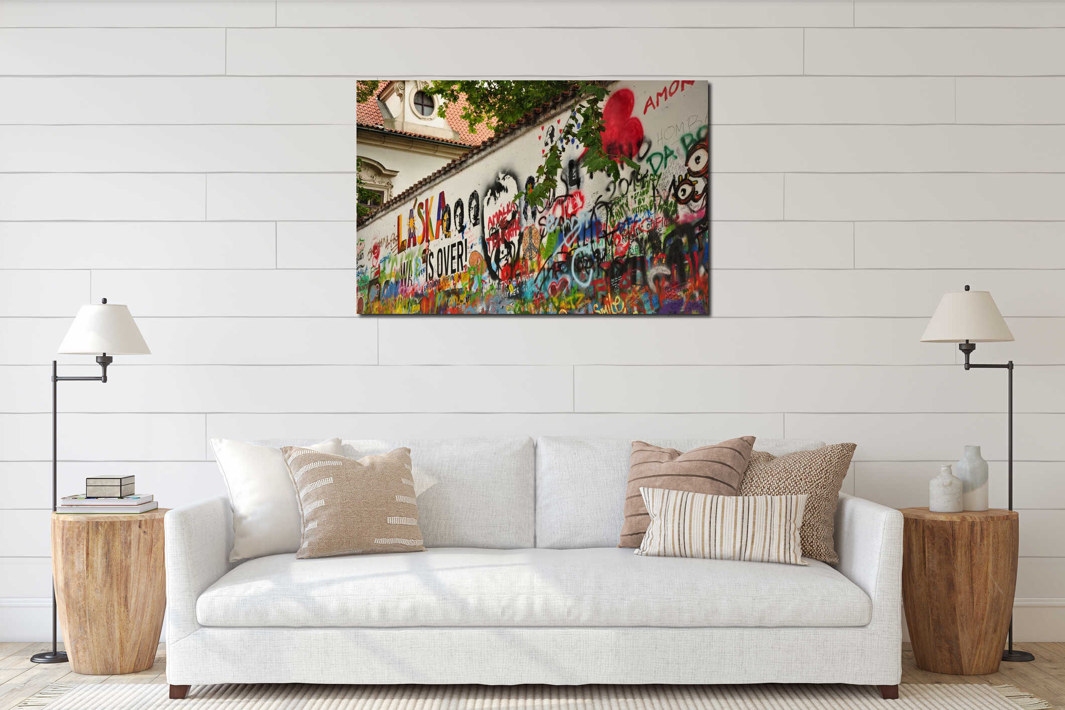 Canvas hanging interior mockup