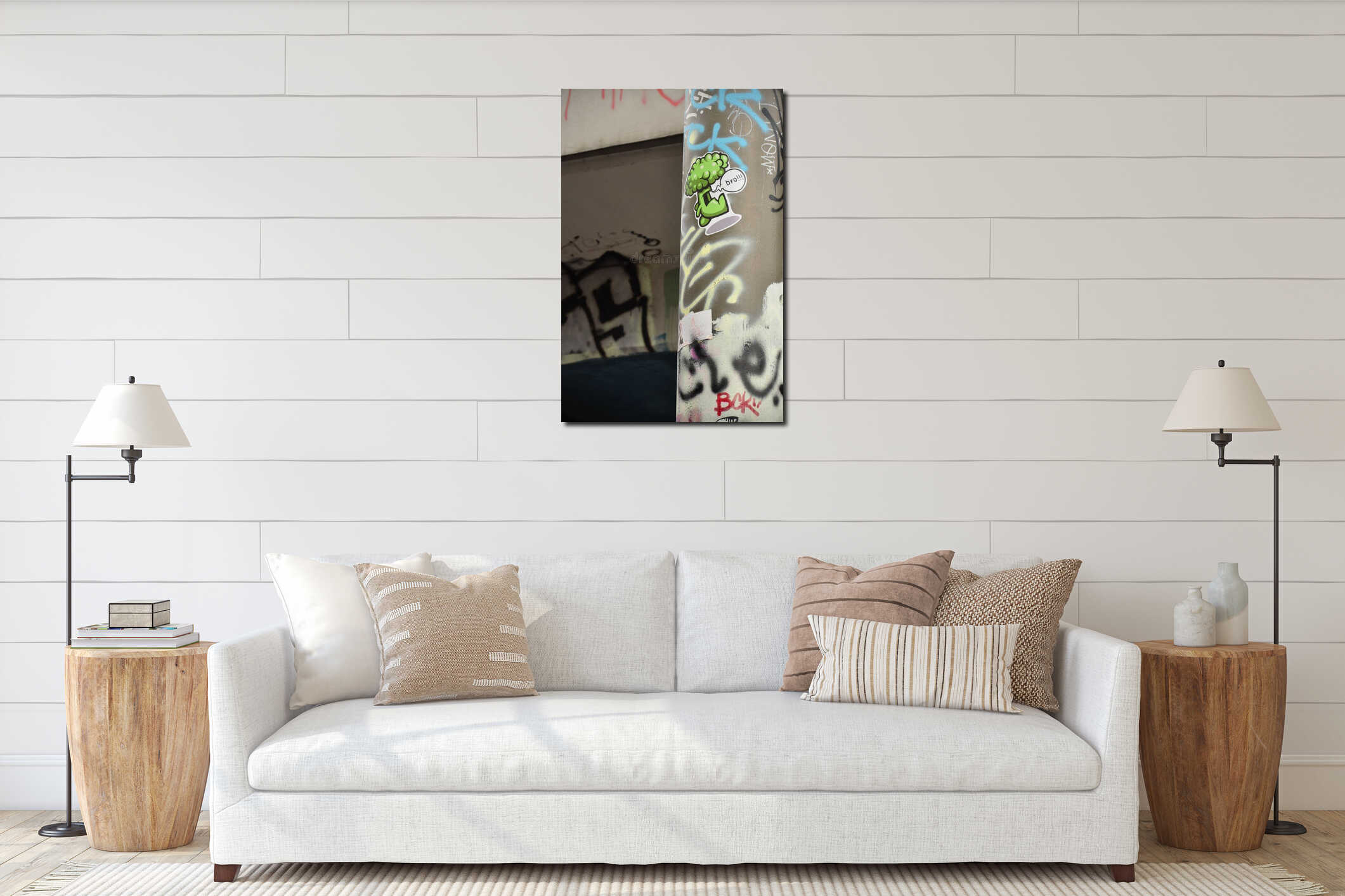 Canvas hanging interior mockup