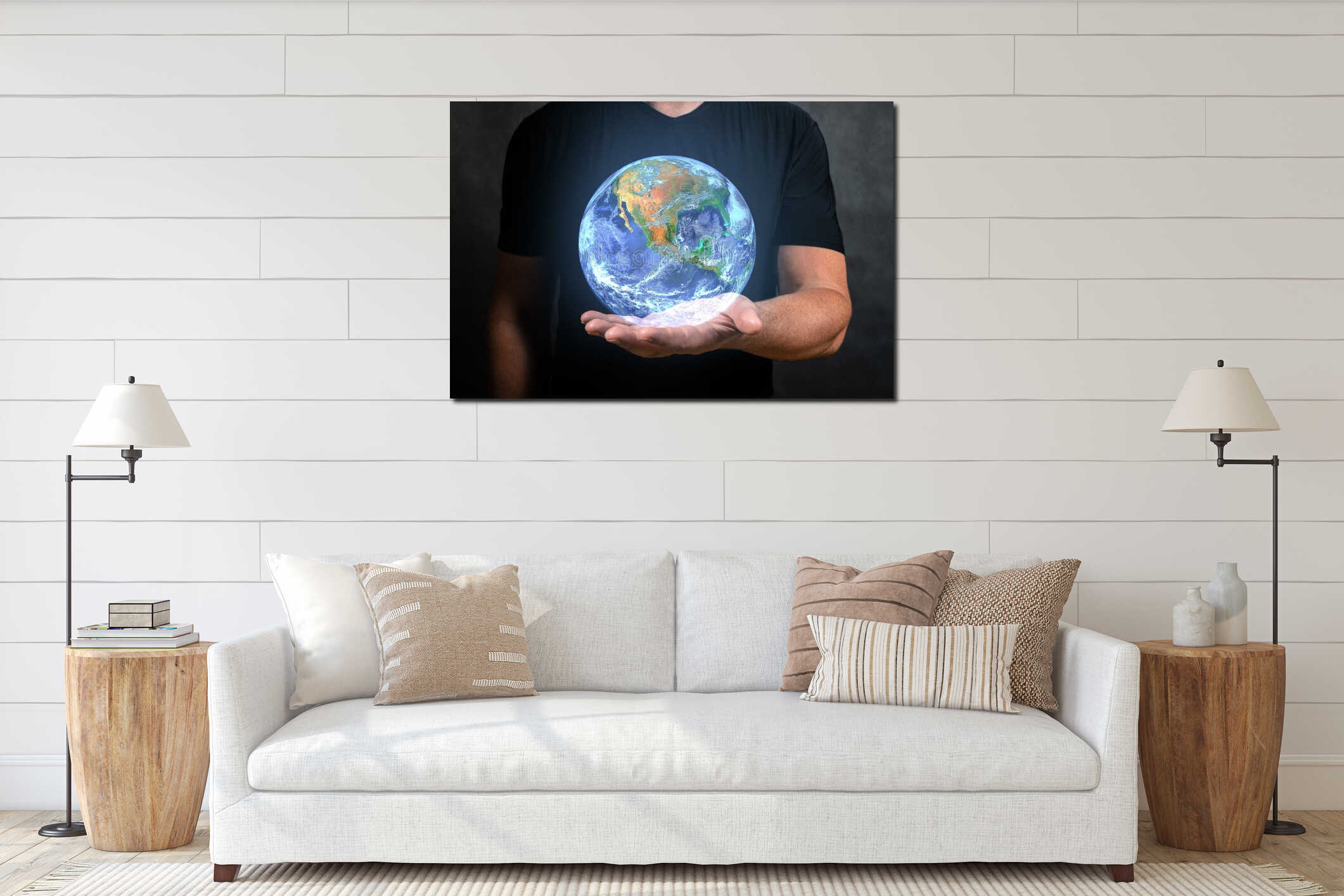 Canvas hanging interior mockup