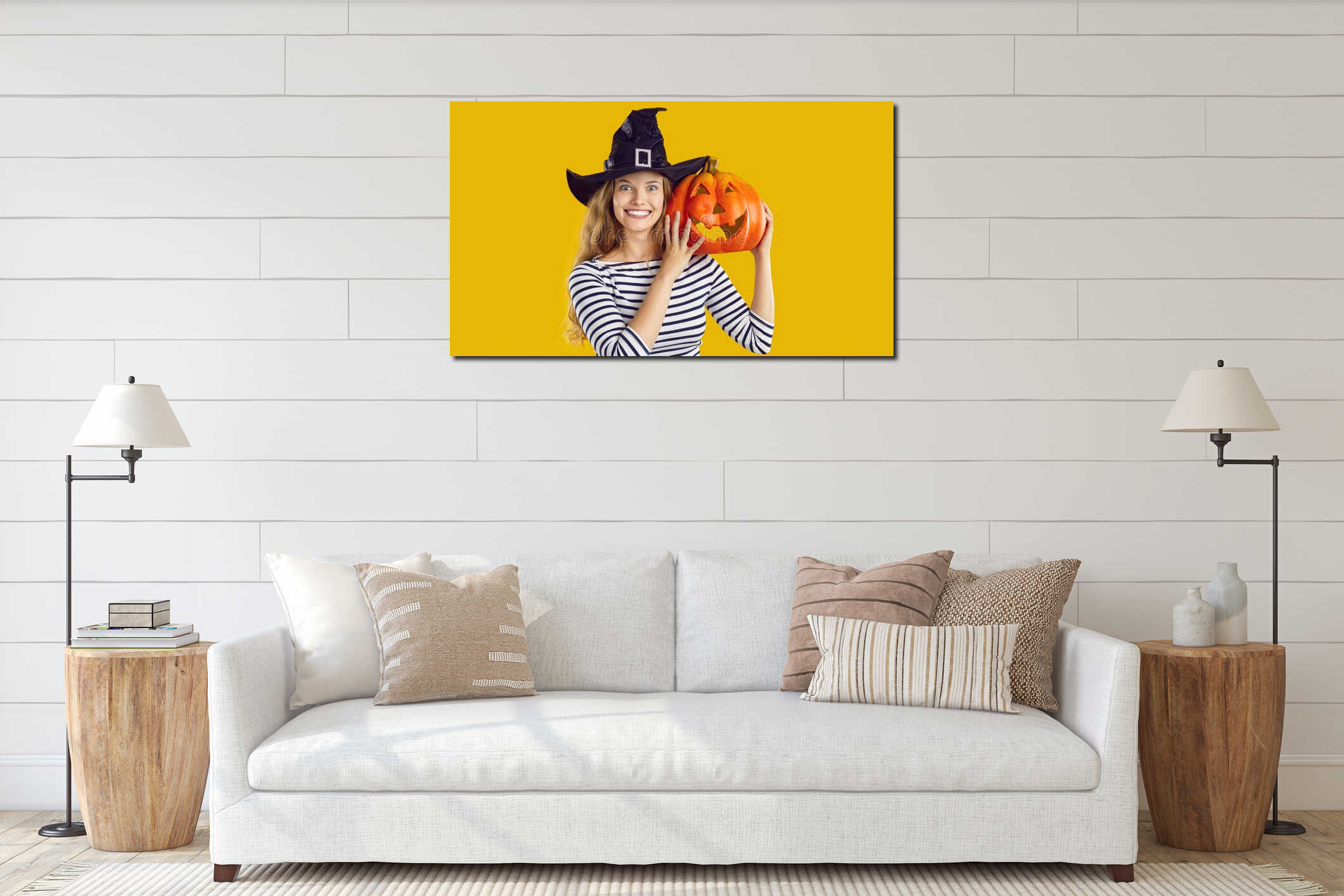 Canvas hanging interior mockup