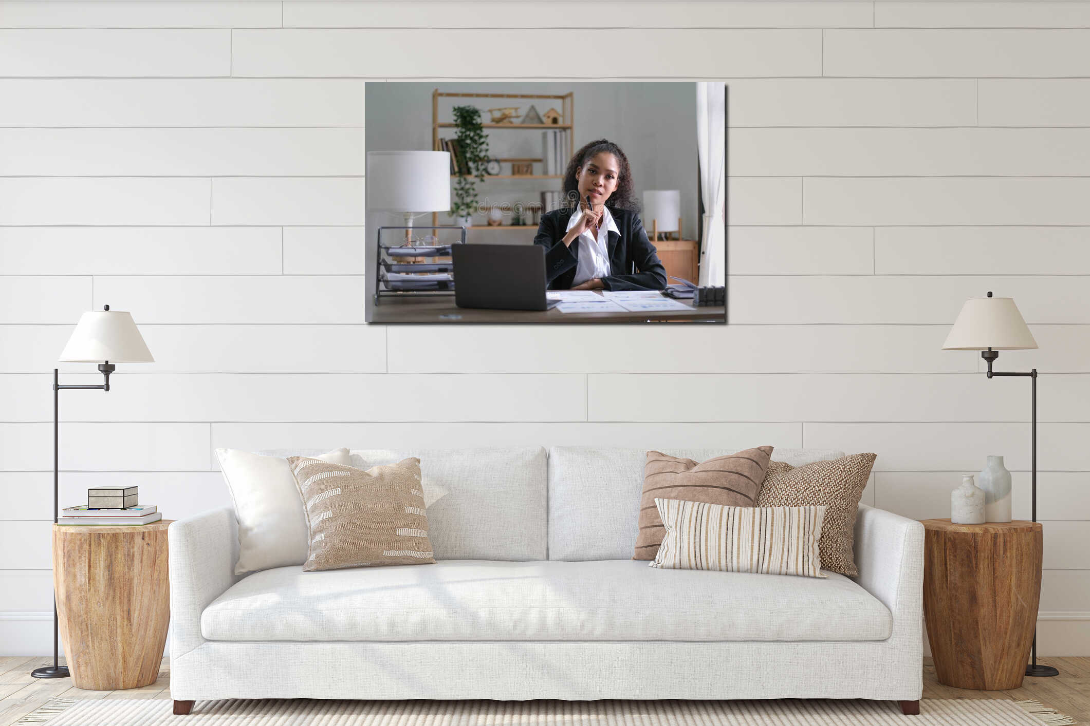 Canvas hanging interior mockup
