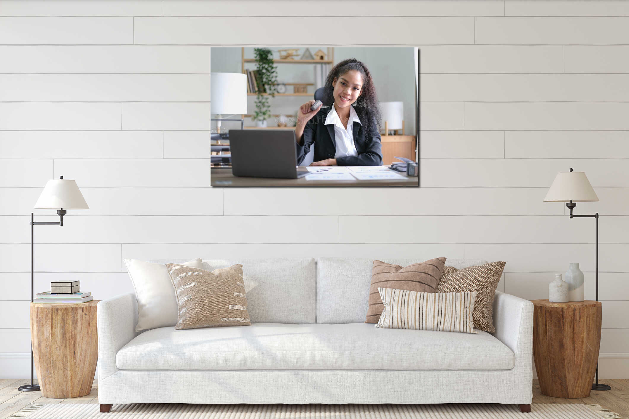 Canvas hanging interior mockup