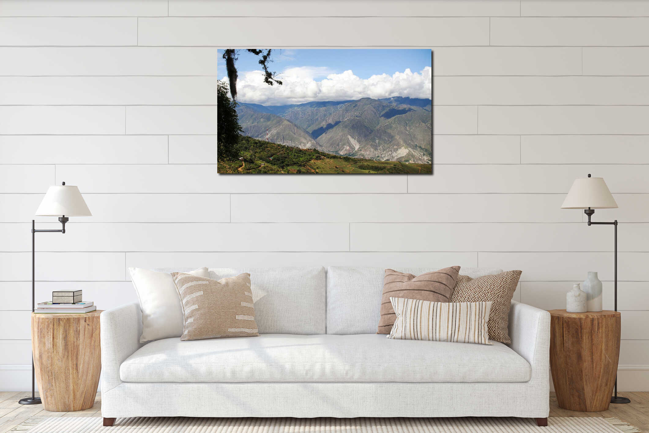 Canvas hanging interior mockup