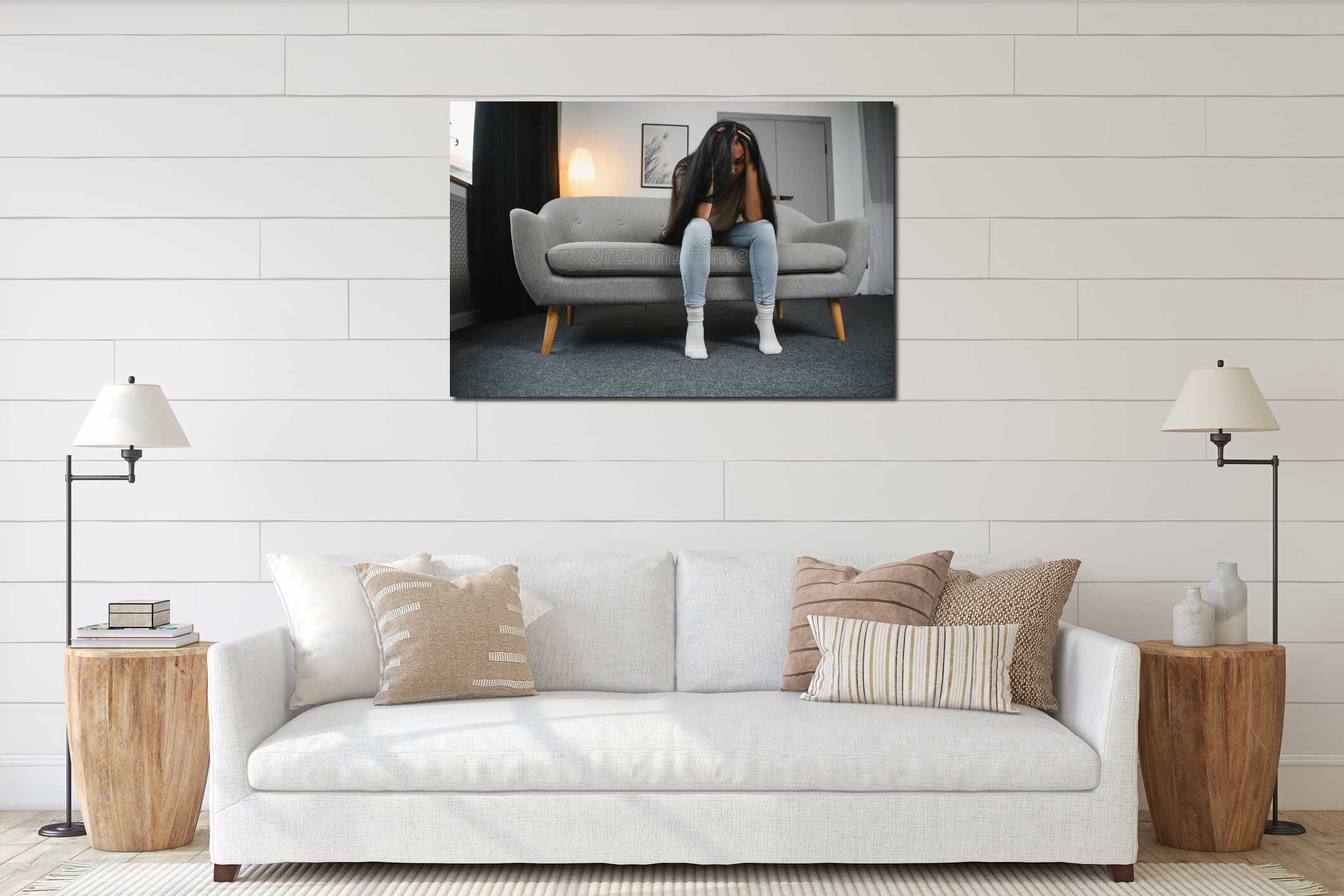 Canvas hanging interior mockup