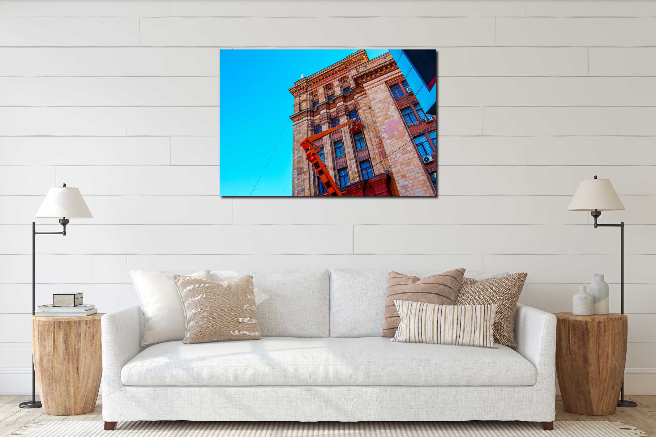 Canvas hanging interior mockup