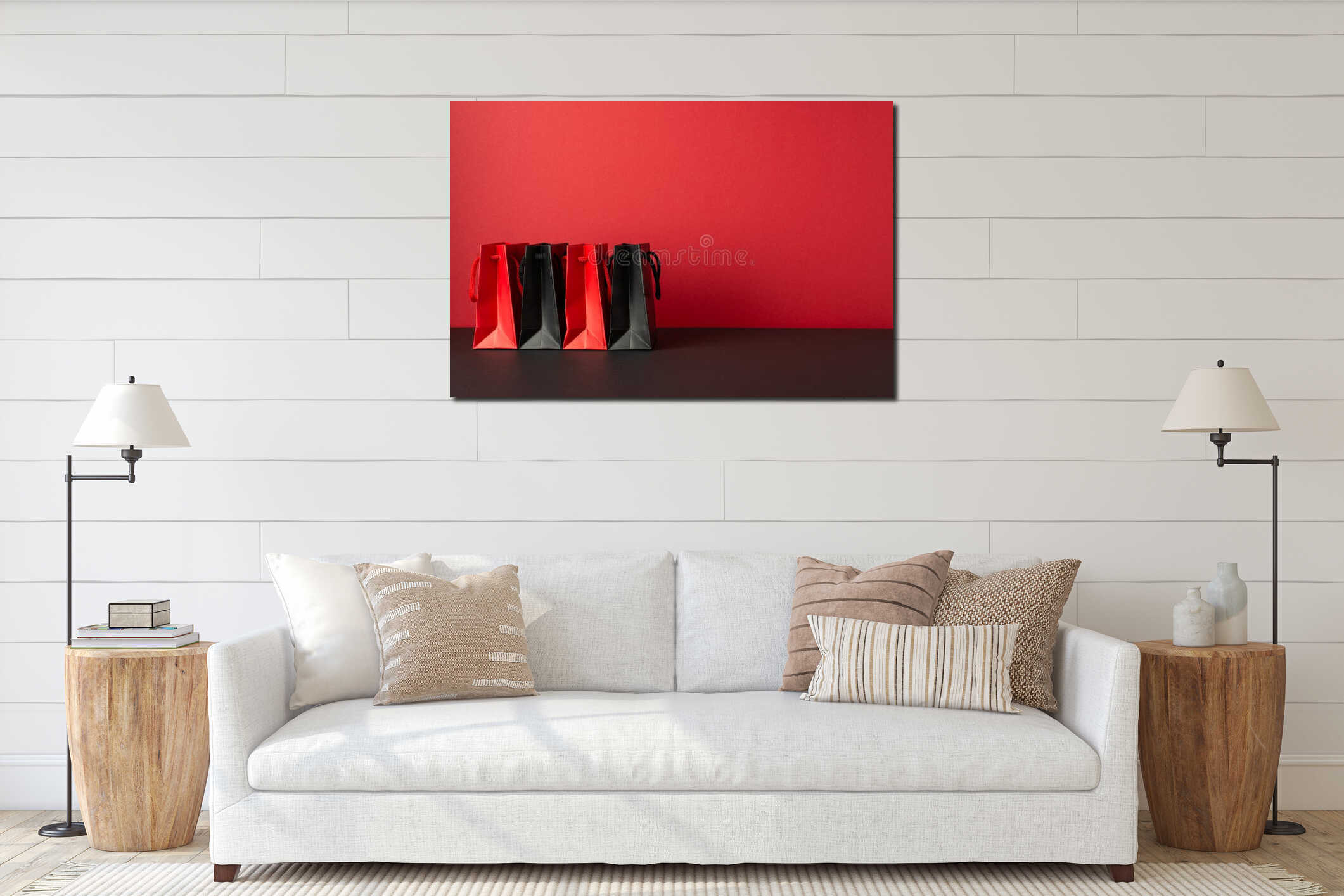 Canvas hanging interior mockup