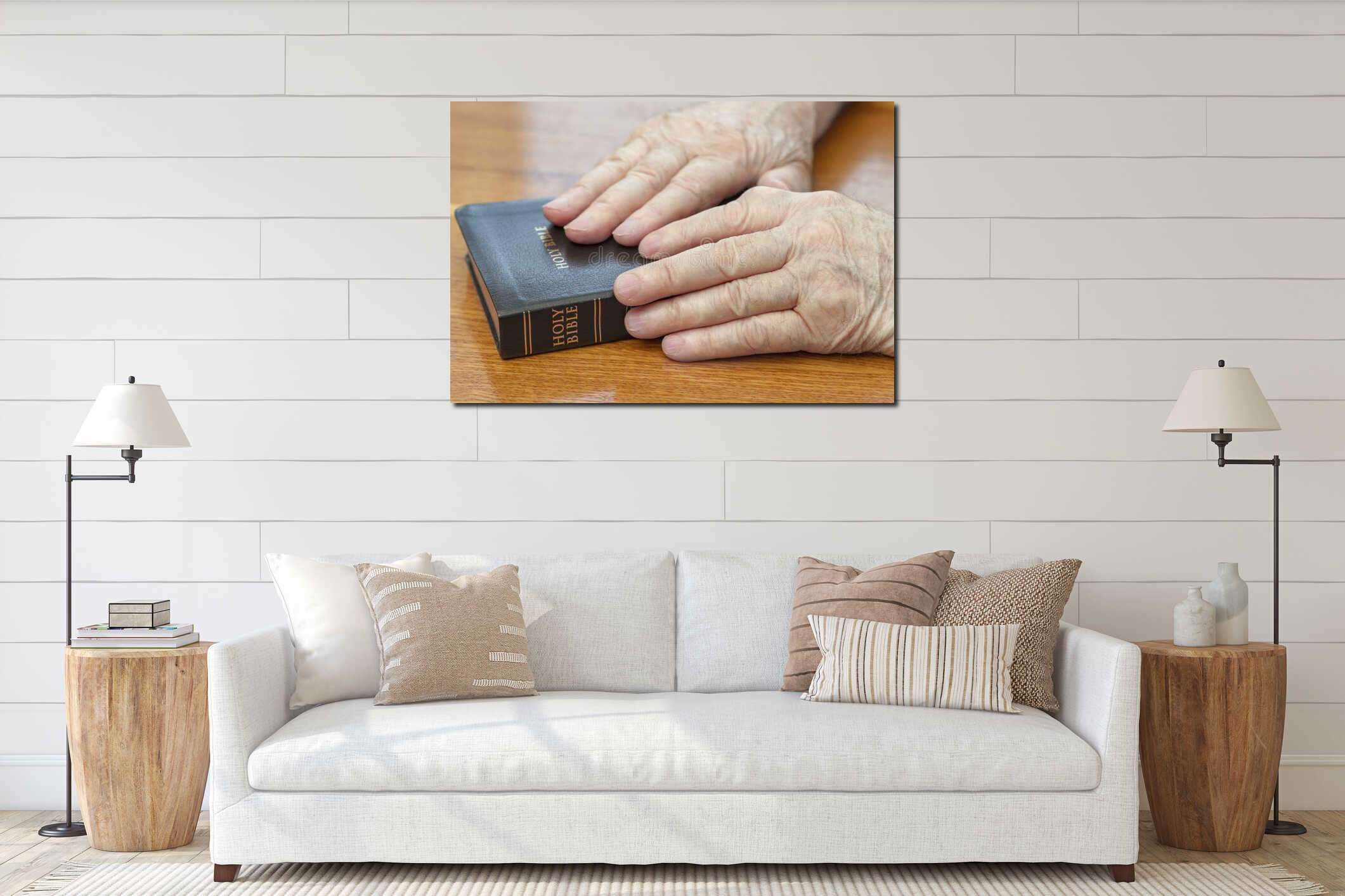 Canvas hanging interior mockup