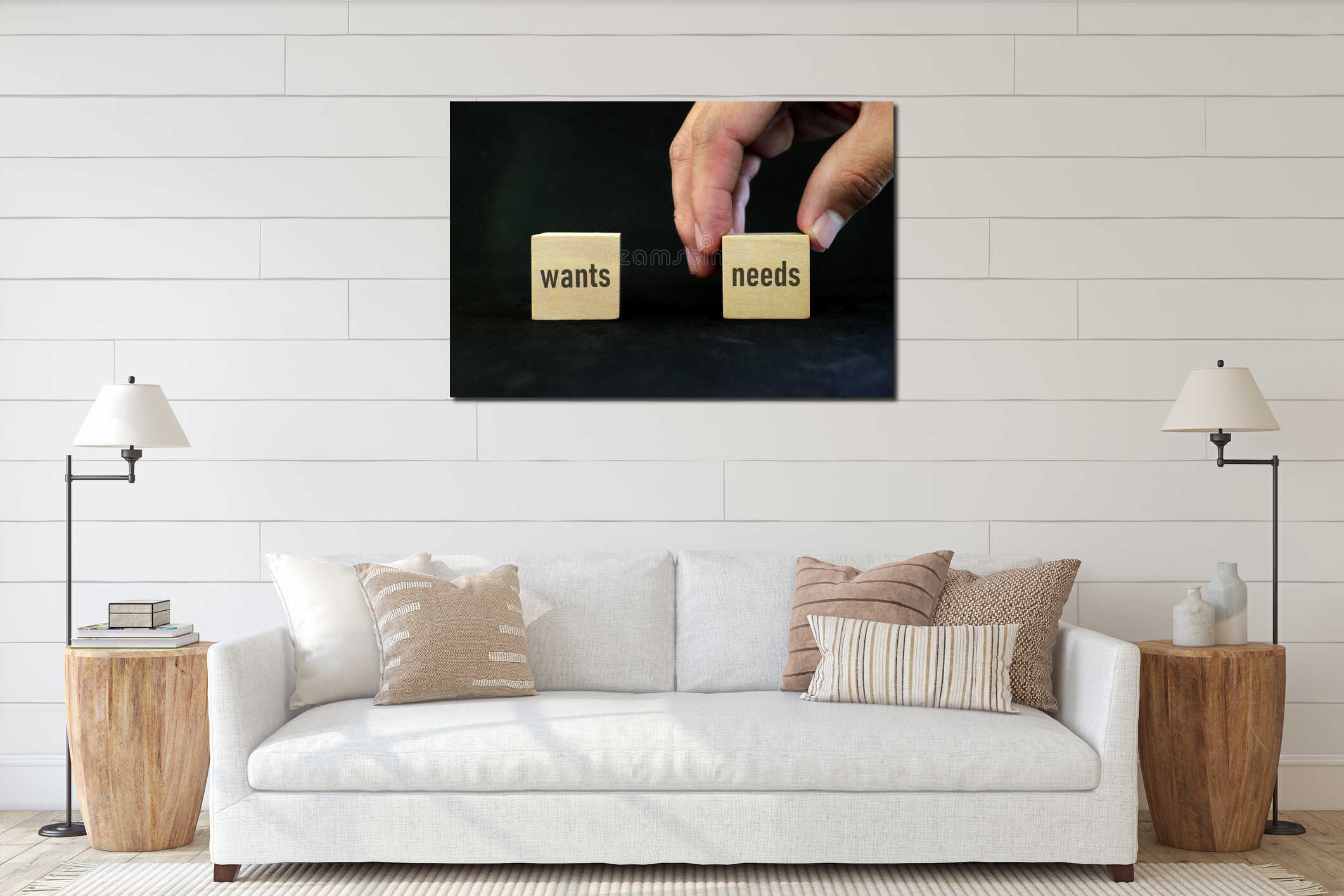 Canvas hanging interior mockup
