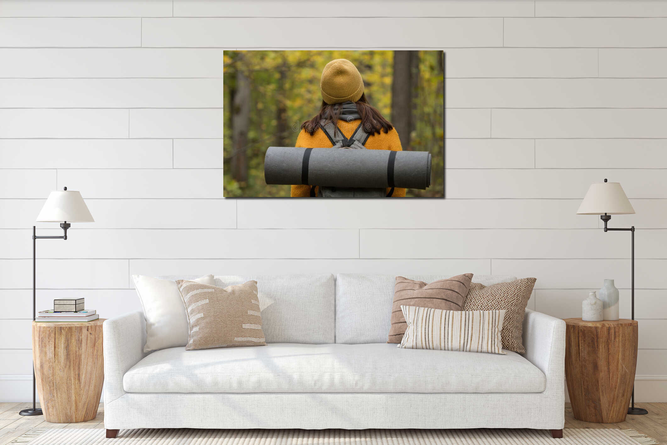 Canvas hanging interior mockup
