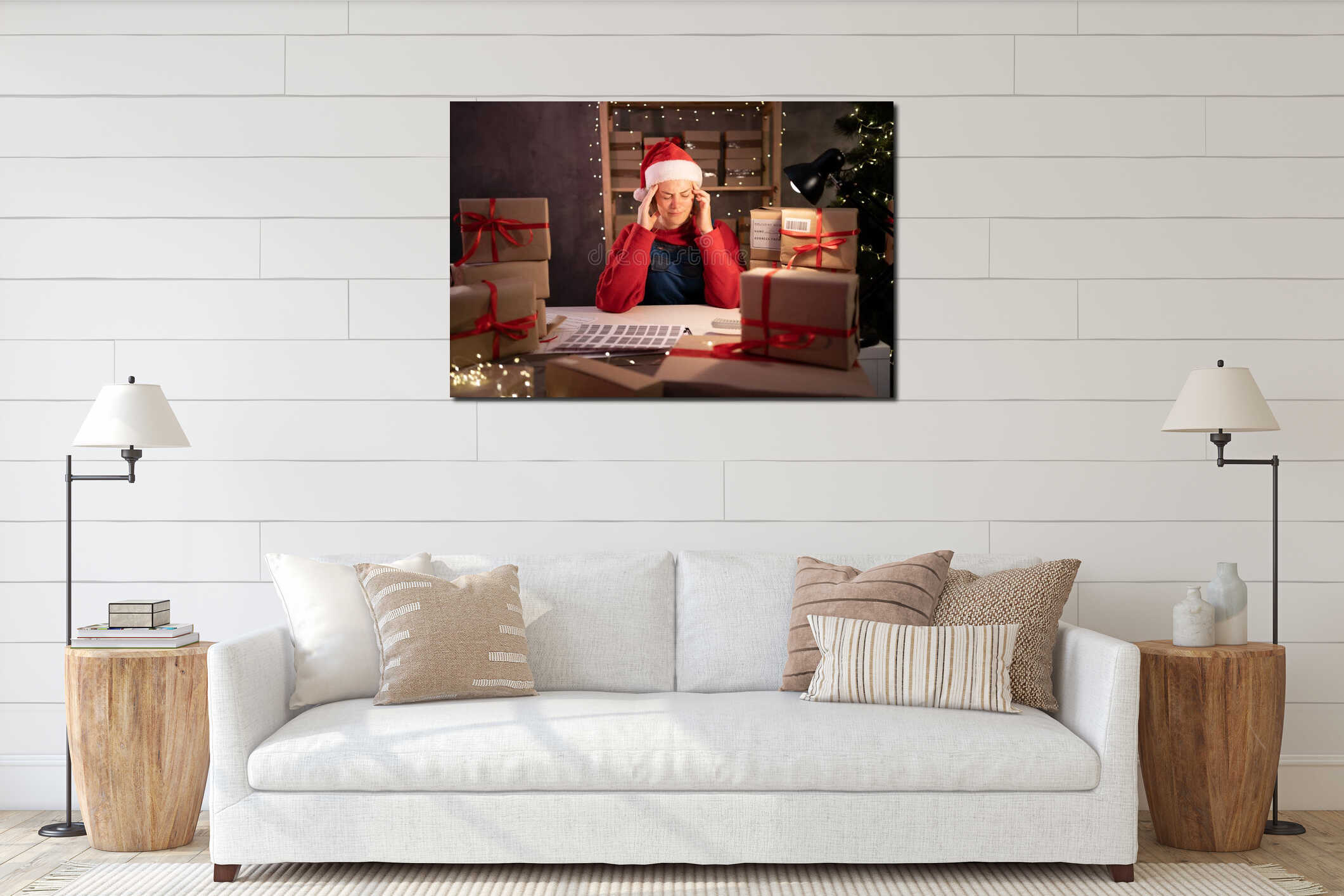 Canvas hanging interior mockup