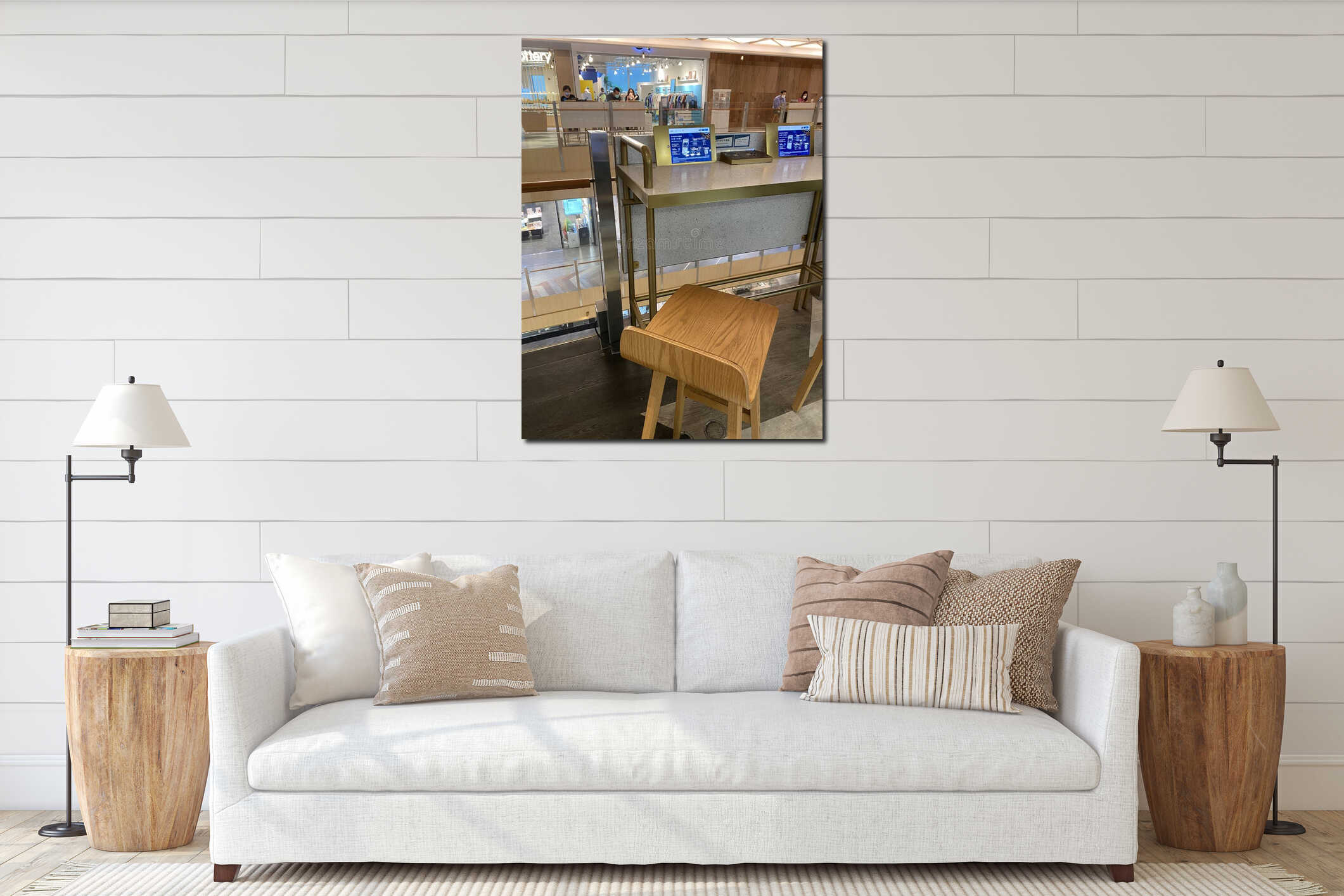 Canvas hanging interior mockup