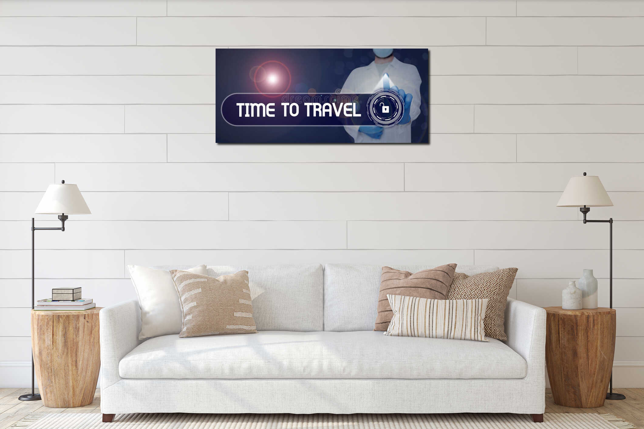Canvas hanging interior mockup