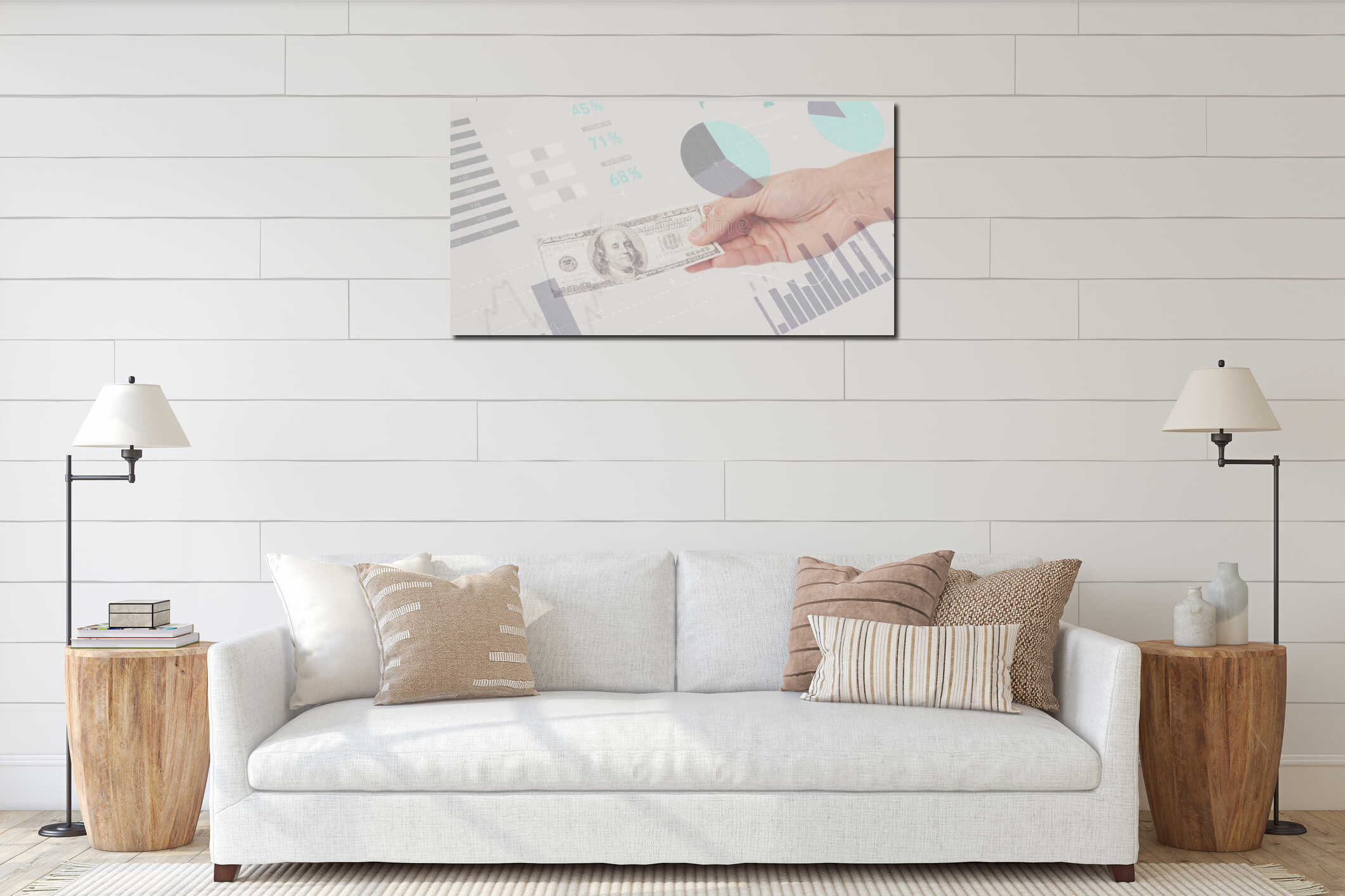 Canvas hanging interior mockup