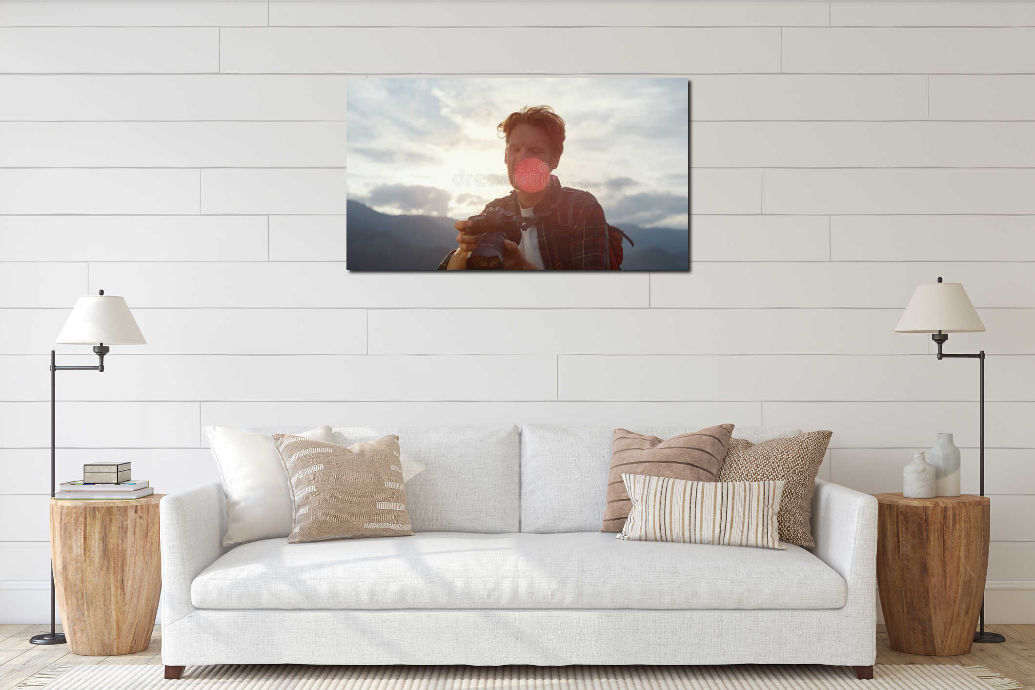 Canvas hanging interior mockup