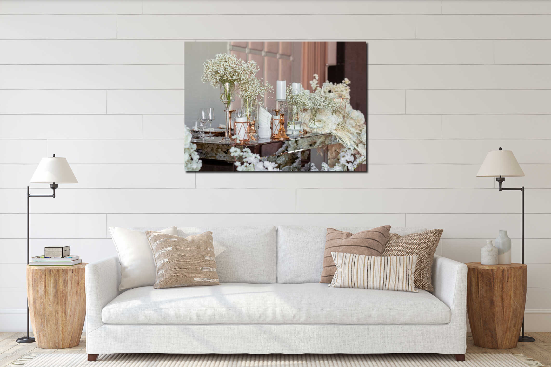 Canvas hanging interior mockup