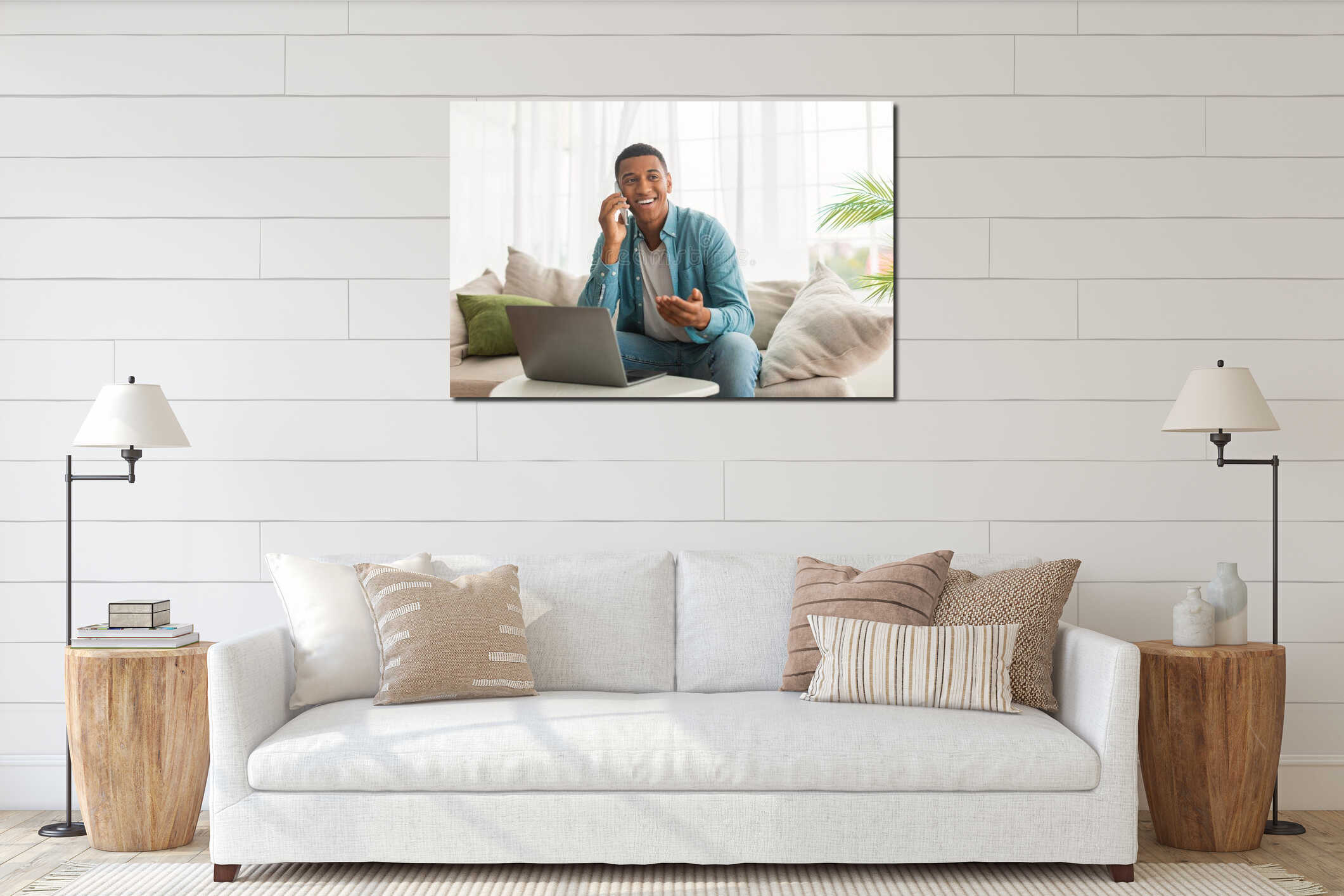 Canvas hanging interior mockup
