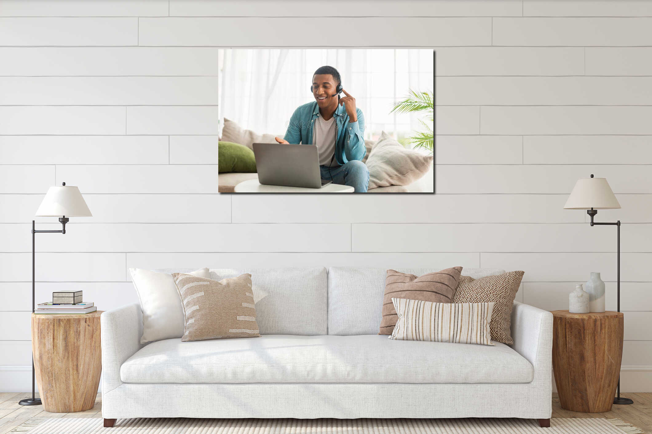 Canvas hanging interior mockup